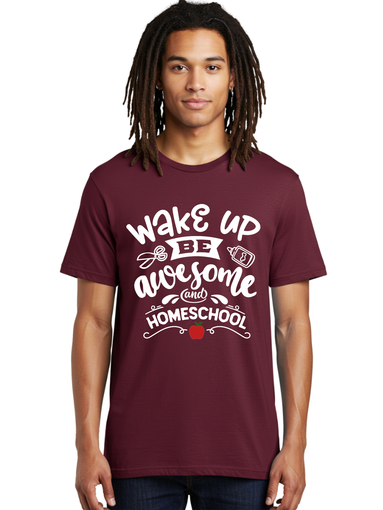 Wake-Up-Be-Awesome-And-Homeschool-1 Men'S Graphic Tee, 100% Cotton, Comfortable Casual Summer Wear, Machine Washable, Homeschool Inspiration, Motivational Quote, Morning Motivation, Educational Quote, Homeschooling, Learning At Home, Aab452 6