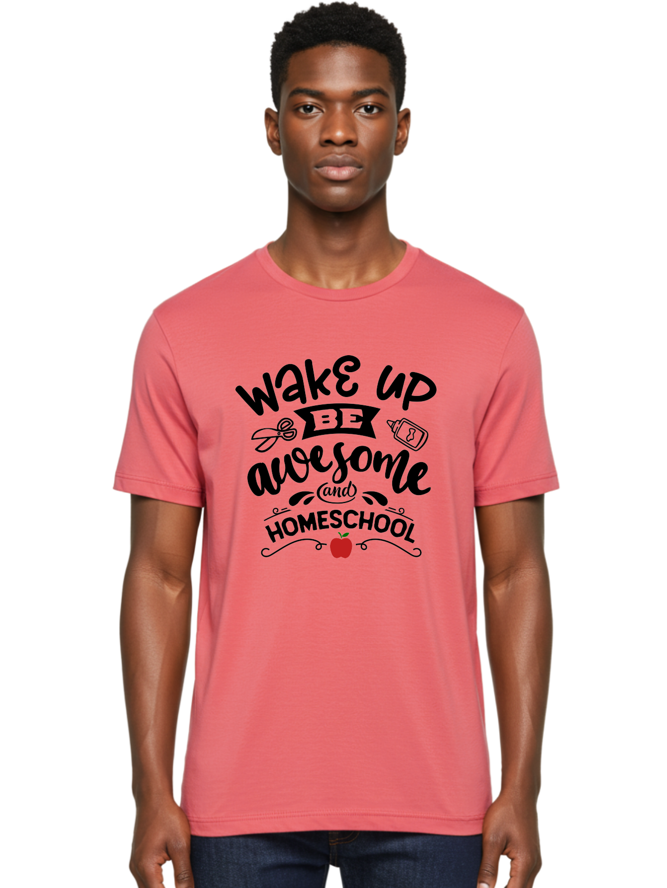 Wake-Up-Be-Awesome-And-Homeschool-2 Men'S Graphic Tee, 100% Cotton, Comfortable Casual Summer Wear, Machine Washable, Homeschool Inspiration, Motivational Quote, Morning Motivation, Educational Quotes, Homeschooling, Learning At Home, Aab453 26