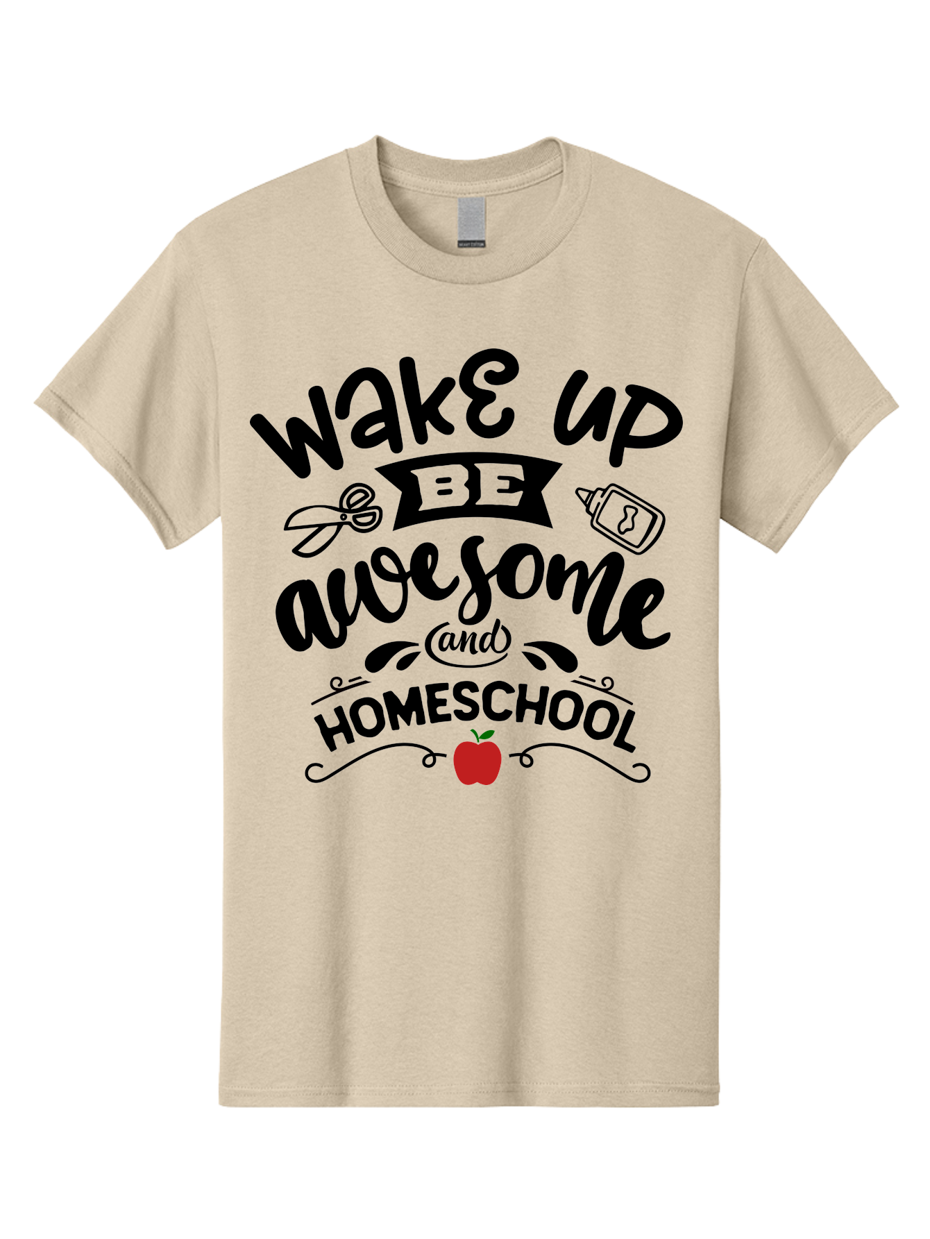 Wake-Up-Be-Awesome-And-Homeschool-2 Men'S Graphic Tee, 100% Cotton, Comfortable Casual Summer Wear, Machine Washable, Homeschool Inspiration, Motivational Quote, Morning Motivation, Educational Quotes, Homeschooling, Learning At Home, Aab453 15