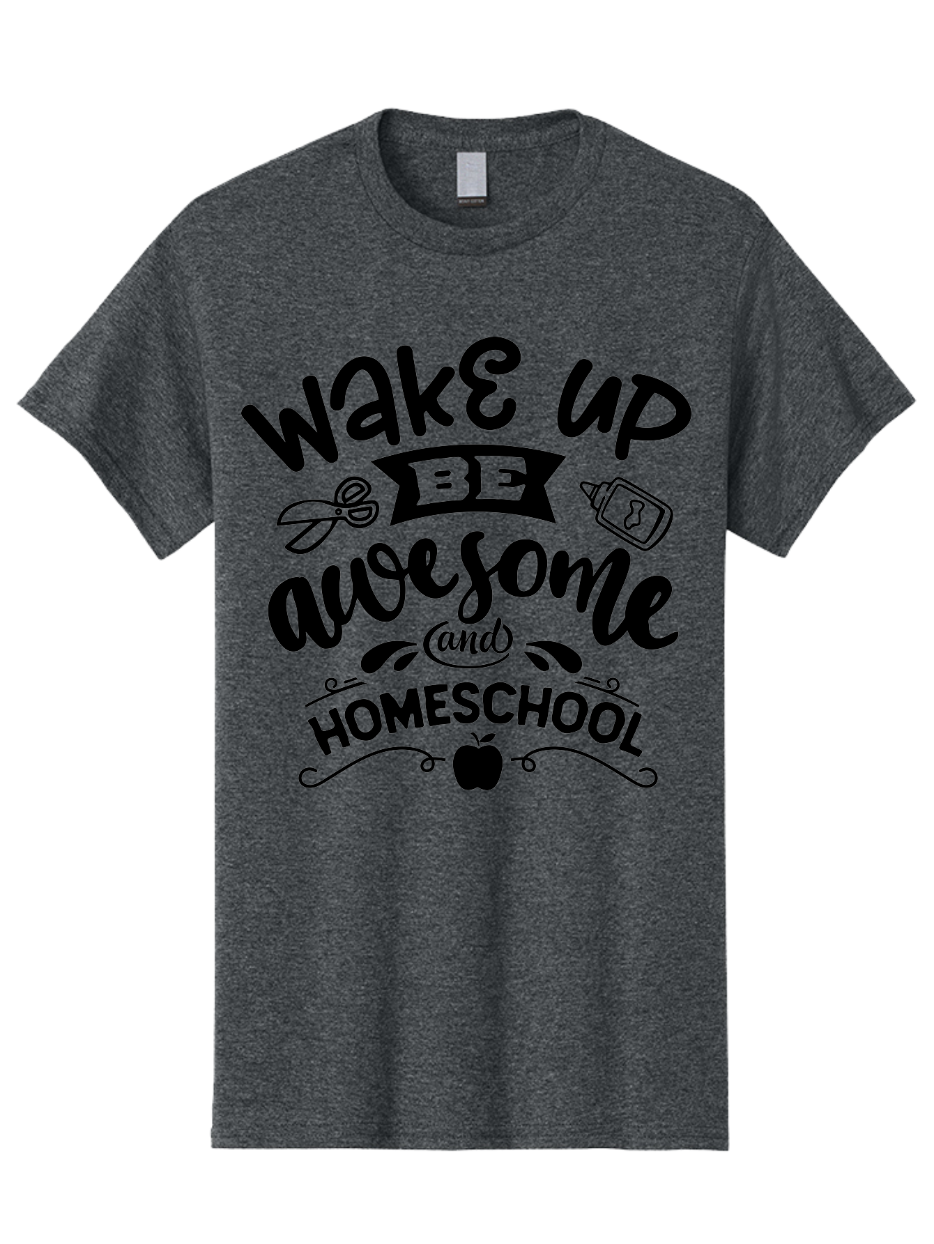 Wake-Up-Be-Awesome-And-Homeschool-3 Men'S Graphic Tee, 100% Cotton, Comfortable Casual Summer Wear, Machine Washable, Homeschool Inspiration, Motivational Quote, Education Encouragement, Morning Motivation, Learning At Home, Homeschooling, Aab454 13