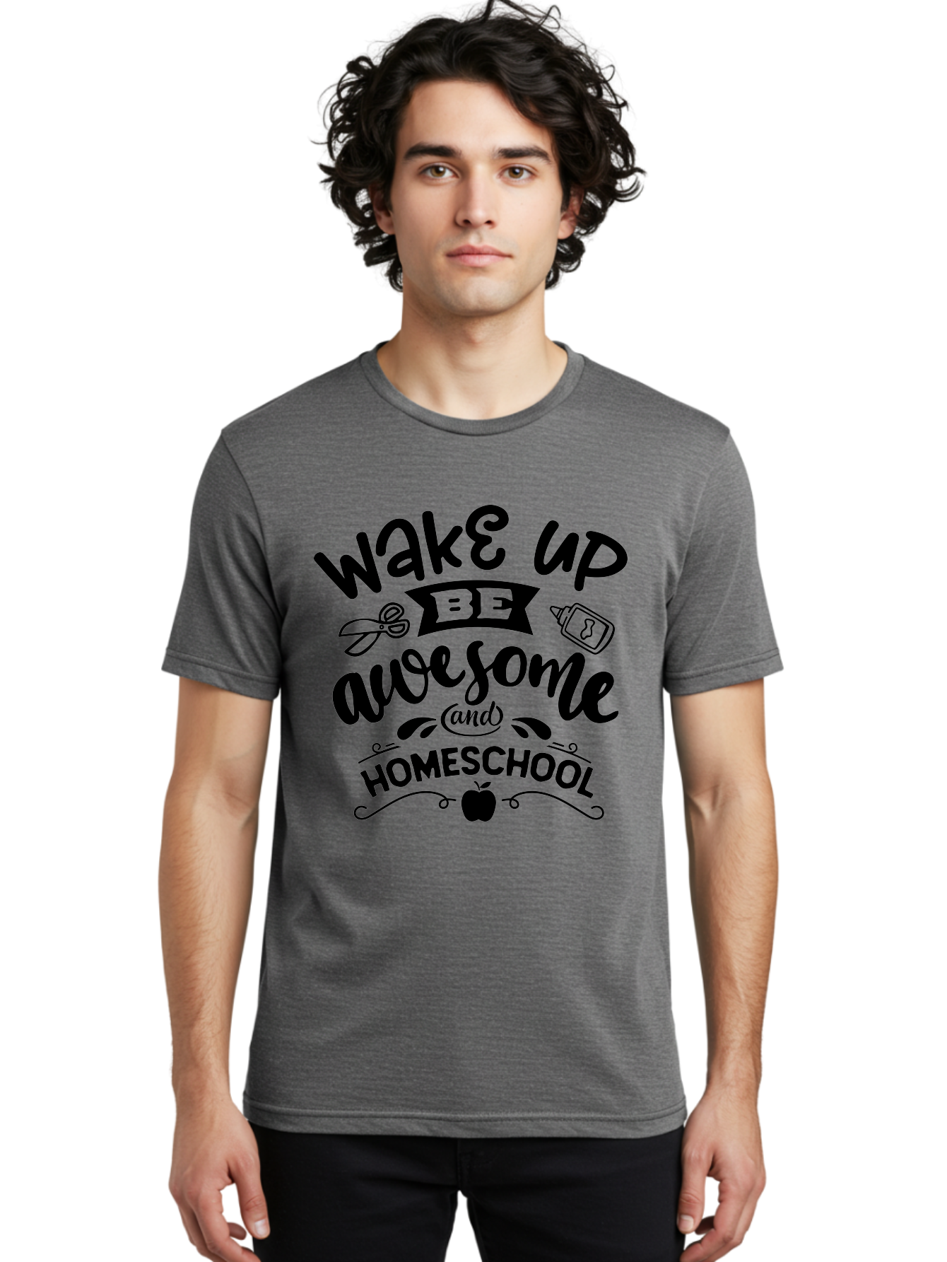 Wake-Up-Be-Awesome-And-Homeschool-3 Men'S Graphic Tee, 100% Cotton, Comfortable Casual Summer Wear, Machine Washable, Homeschool Inspiration, Motivational Quote, Education Encouragement, Morning Motivation, Learning At Home, Homeschooling, Aab454 22