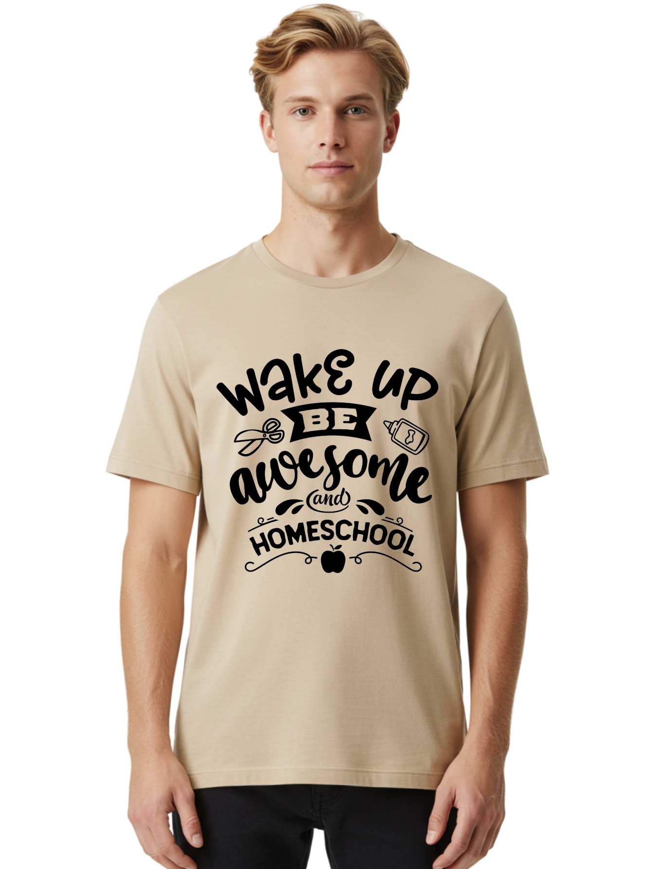 Wake-Up-Be-Awesome-And-Homeschool-3 Men'S Graphic Tee, 100% Cotton, Comfortable Casual Summer Wear, Machine Washable, Homeschool Inspiration, Motivational Quote, Education Encouragement, Morning Motivation, Learning At Home, Homeschooling, Aab454 18