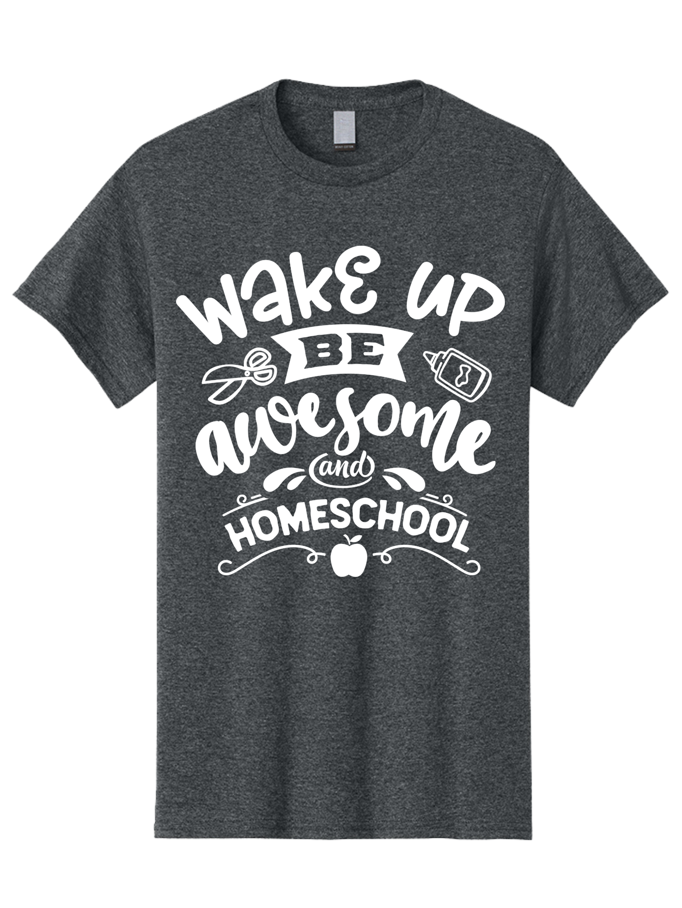 Wake-Up-Be-Awesome-And-Homeschool Men'S Graphic Tee, 100% Cotton, Comfortable Casual Summer Wear, Machine Washable, Homeschool Inspiration, Motivational Quote, Positive Affirmation, Homeschooling, Education, Learning, Apple, School Supplies Aab455 27