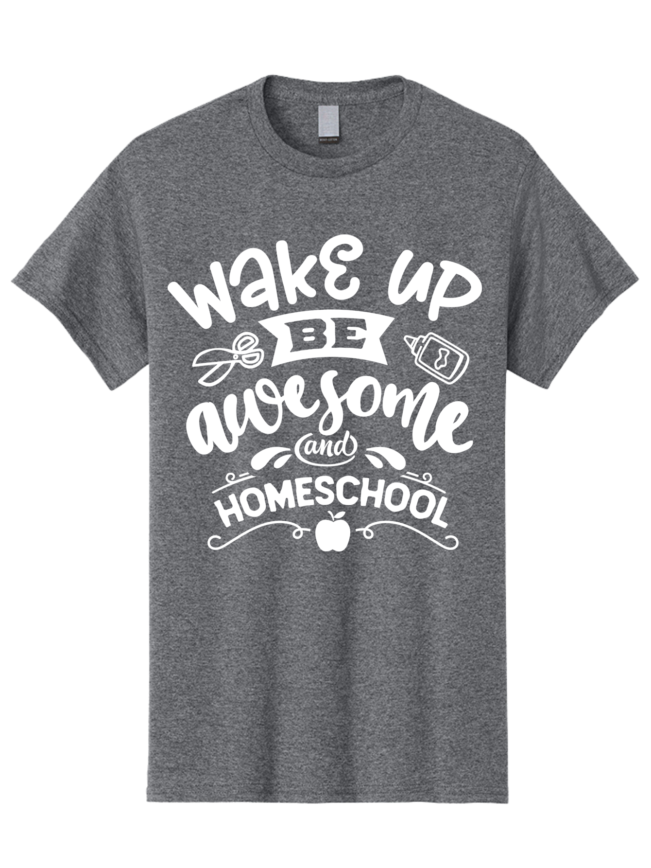 Wake-Up-Be-Awesome-And-Homeschool Men'S Graphic Tee, 100% Cotton, Comfortable Casual Summer Wear, Machine Washable, Homeschool Inspiration, Motivational Quote, Positive Affirmation, Homeschooling, Education, Learning, Apple, School Supplies Aab455 7