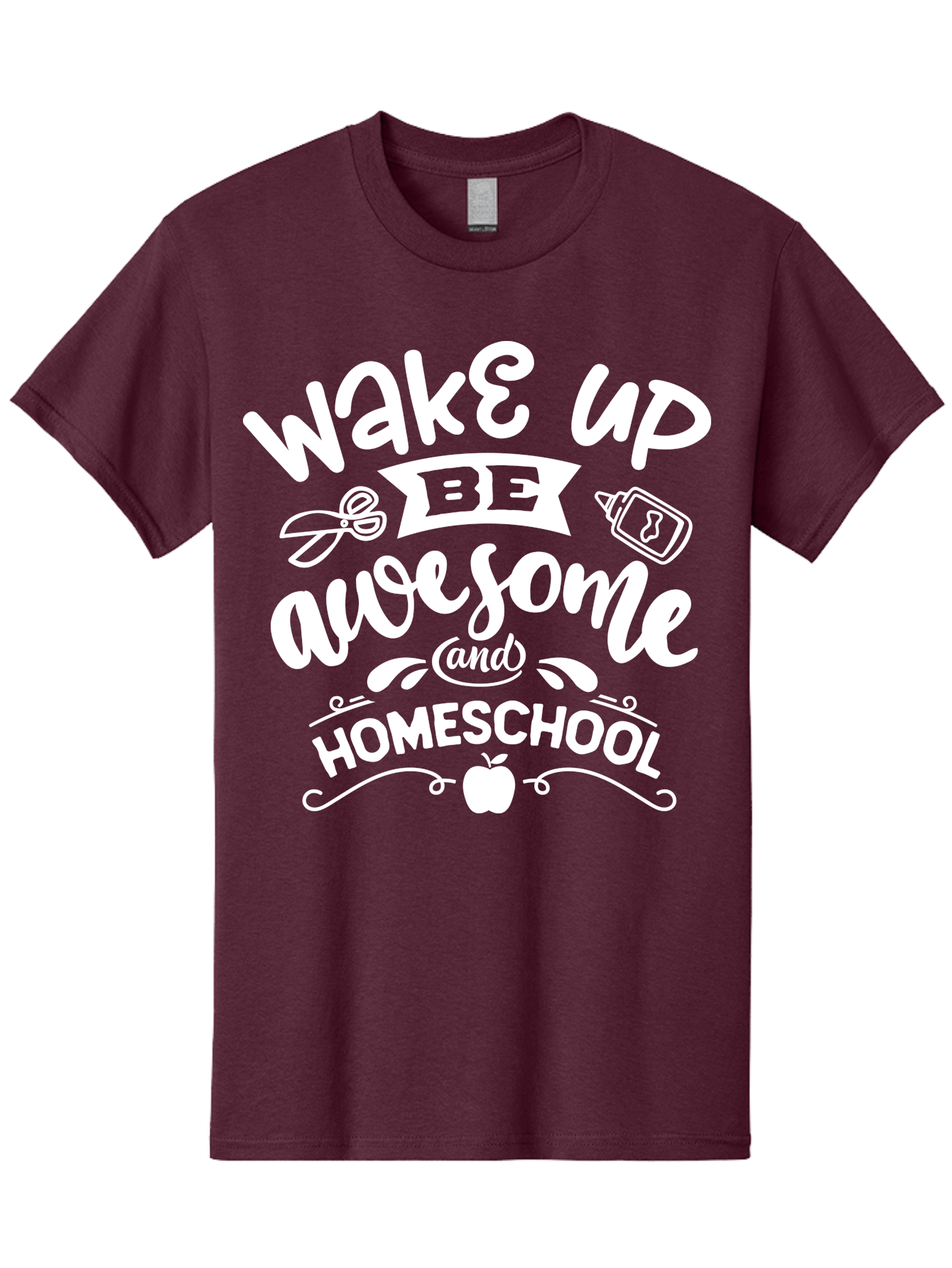 Wake-Up-Be-Awesome-And-Homeschool Men'S Graphic Tee, 100% Cotton, Comfortable Casual Summer Wear, Machine Washable, Homeschool Inspiration, Motivational Quote, Positive Affirmation, Homeschooling, Education, Learning, Apple, School Supplies Aab455 17