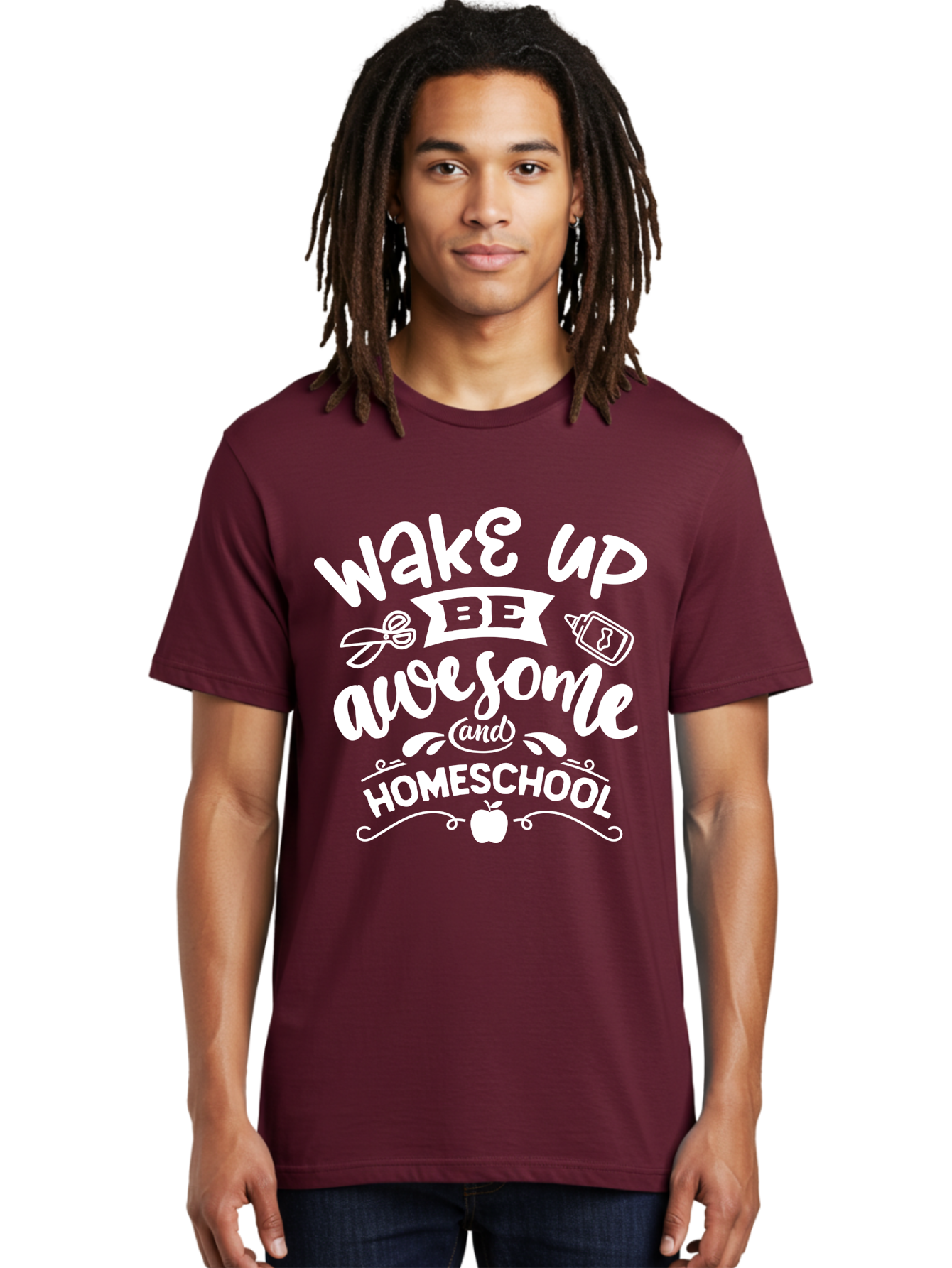 Wake-Up-Be-Awesome-And-Homeschool Men'S Graphic Tee, 100% Cotton, Comfortable Casual Summer Wear, Machine Washable, Homeschool Inspiration, Motivational Quote, Positive Affirmation, Homeschooling, Education, Learning, Apple, School Supplies Aab455 18