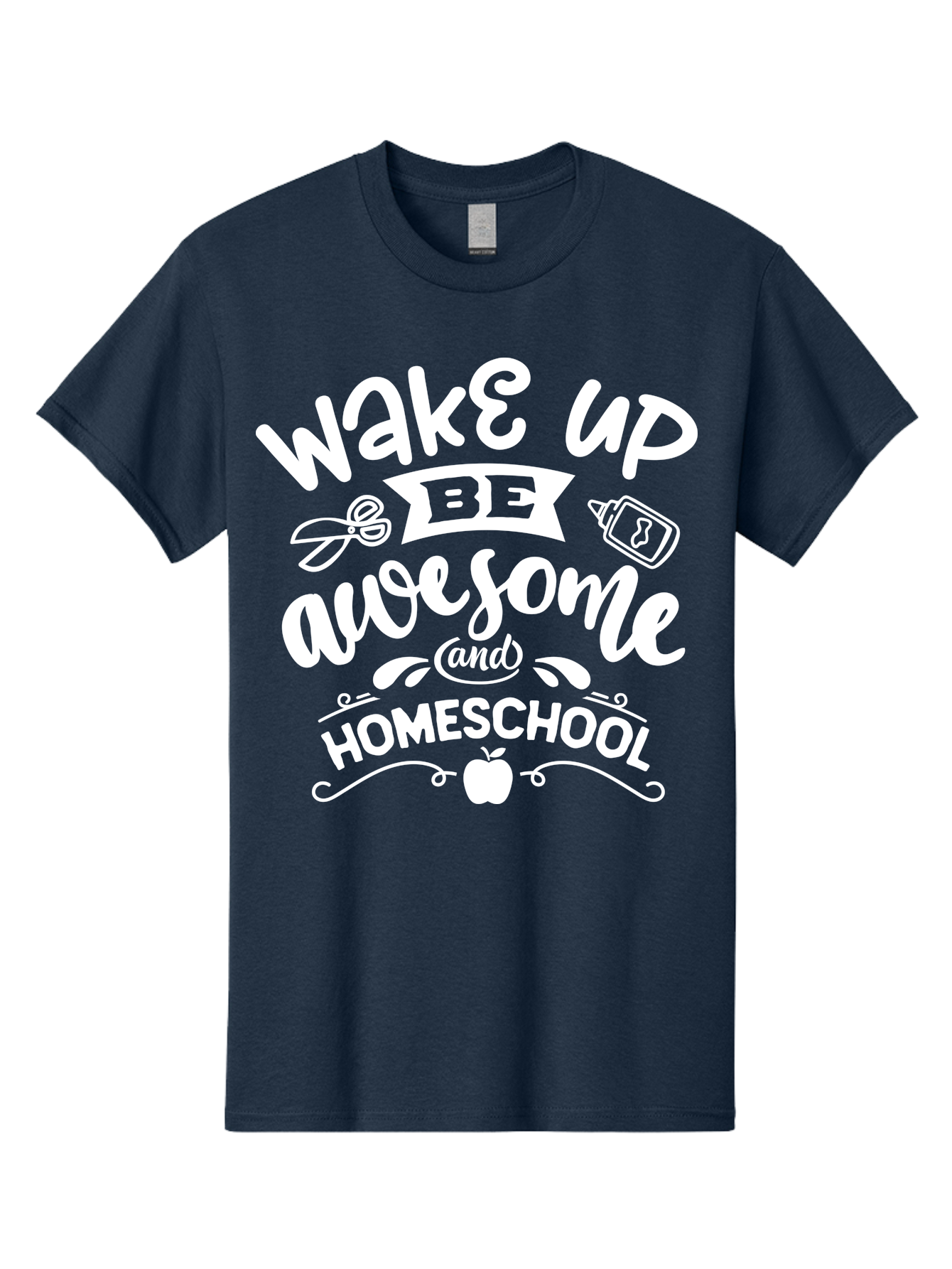 Wake-Up-Be-Awesome-And-Homeschool Men'S Graphic Tee, 100% Cotton, Comfortable Casual Summer Wear, Machine Washable, Homeschool Inspiration, Motivational Quote, Positive Affirmation, Homeschooling, Education, Learning, Apple, School Supplies Aab455 3