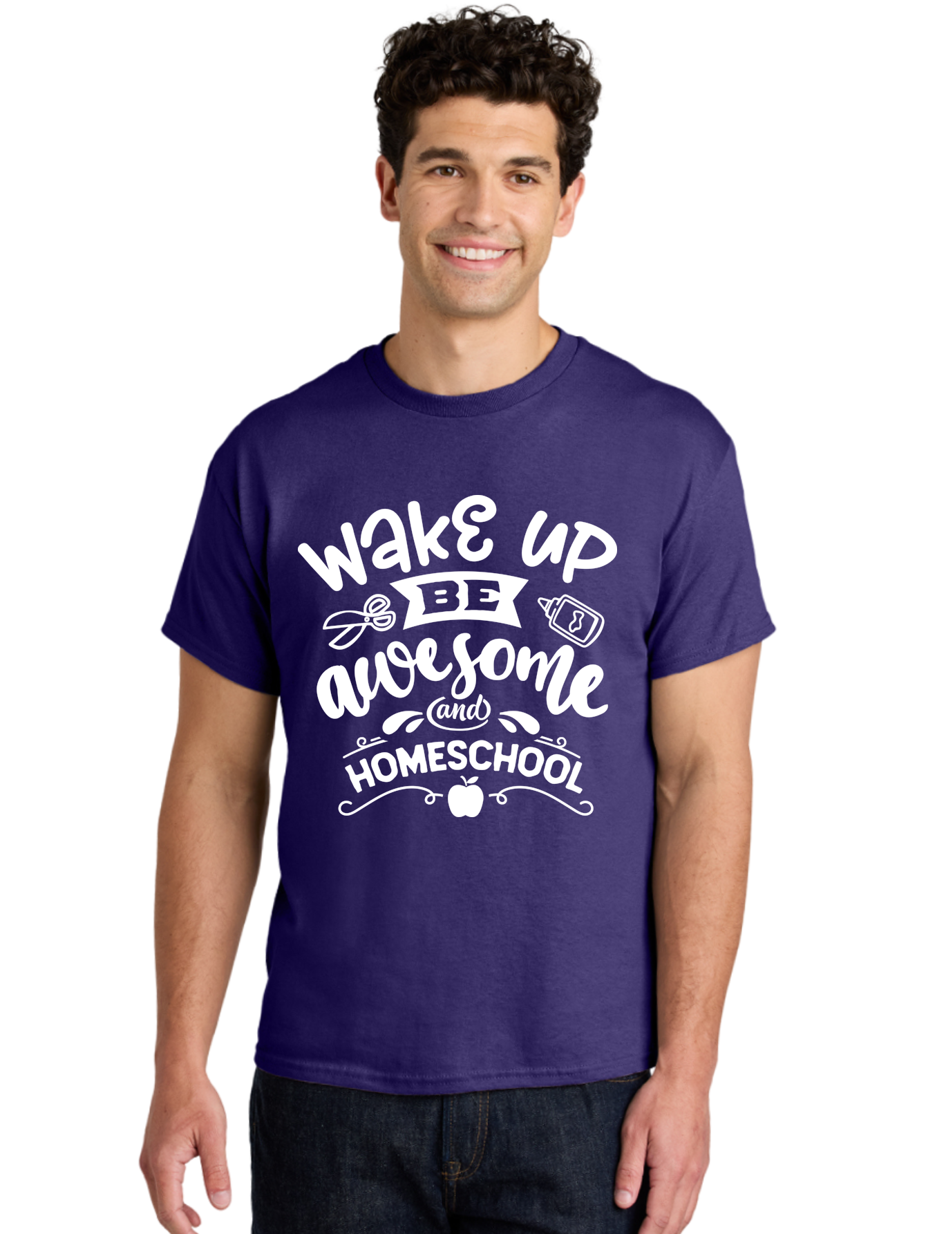 Wake-Up-Be-Awesome-And-Homeschool Men'S Graphic Tee, 100% Cotton, Comfortable Casual Summer Wear, Machine Washable, Homeschool Inspiration, Motivational Quote, Positive Affirmation, Homeschooling, Education, Learning, Apple, School Supplies Aab455 26