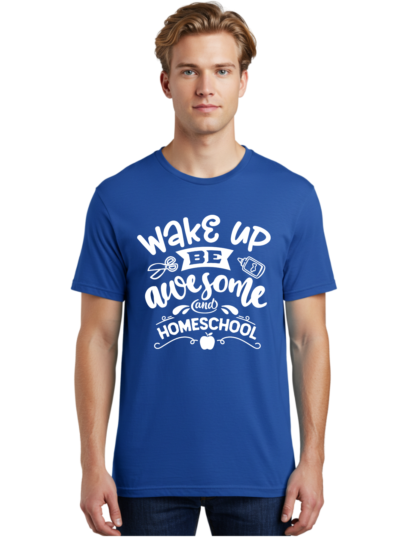 Wake-Up-Be-Awesome-And-Homeschool Men'S Graphic Tee, 100% Cotton, Comfortable Casual Summer Wear, Machine Washable, Homeschool Inspiration, Motivational Quote, Positive Affirmation, Homeschooling, Education, Learning, Apple, School Supplies Aab455 22