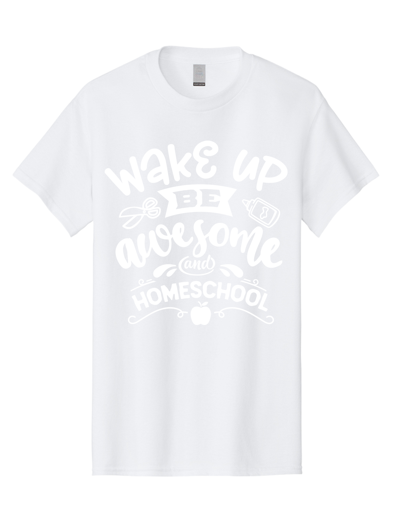 Wake-Up-Be-Awesome-And-Homeschool Men'S Graphic Tee, 100% Cotton, Comfortable Casual Summer Wear, Machine Washable, Homeschool Inspiration, Motivational Quote, Positive Affirmation, Homeschooling, Education, Learning, Apple, School Supplies Aab455 5