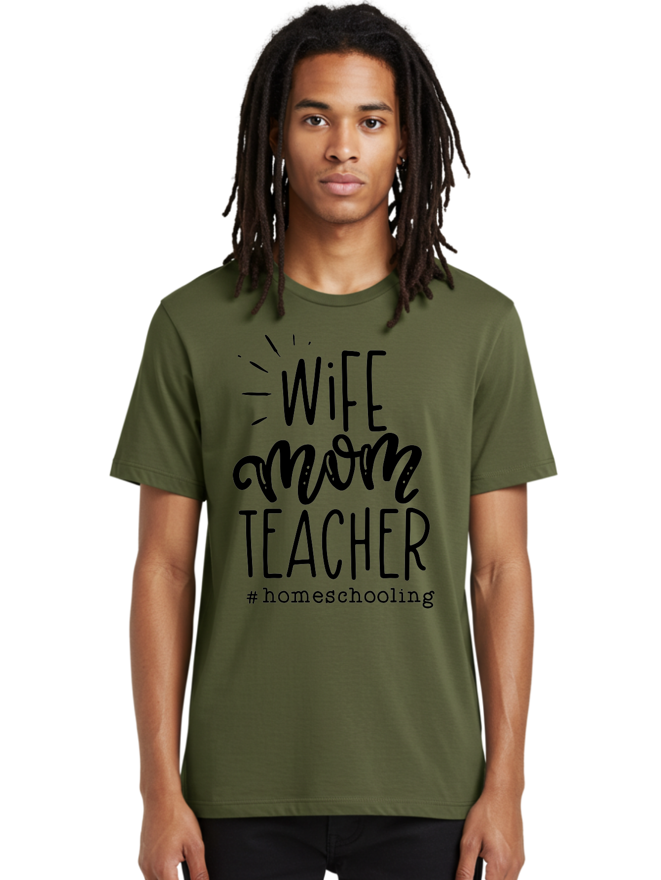 Wife-Mom-Teacher-Homeschooling-1 Men'S Graphic Tee, 100% Cotton, Comfortable Casual Summer Wear, Machine Washable, Homeschooling Mom, Wife And Teacher, Mom Life, Teacher Life, Homeschooling Quotes, Inspirational Quotes, Mom Quotes, Aab456 6