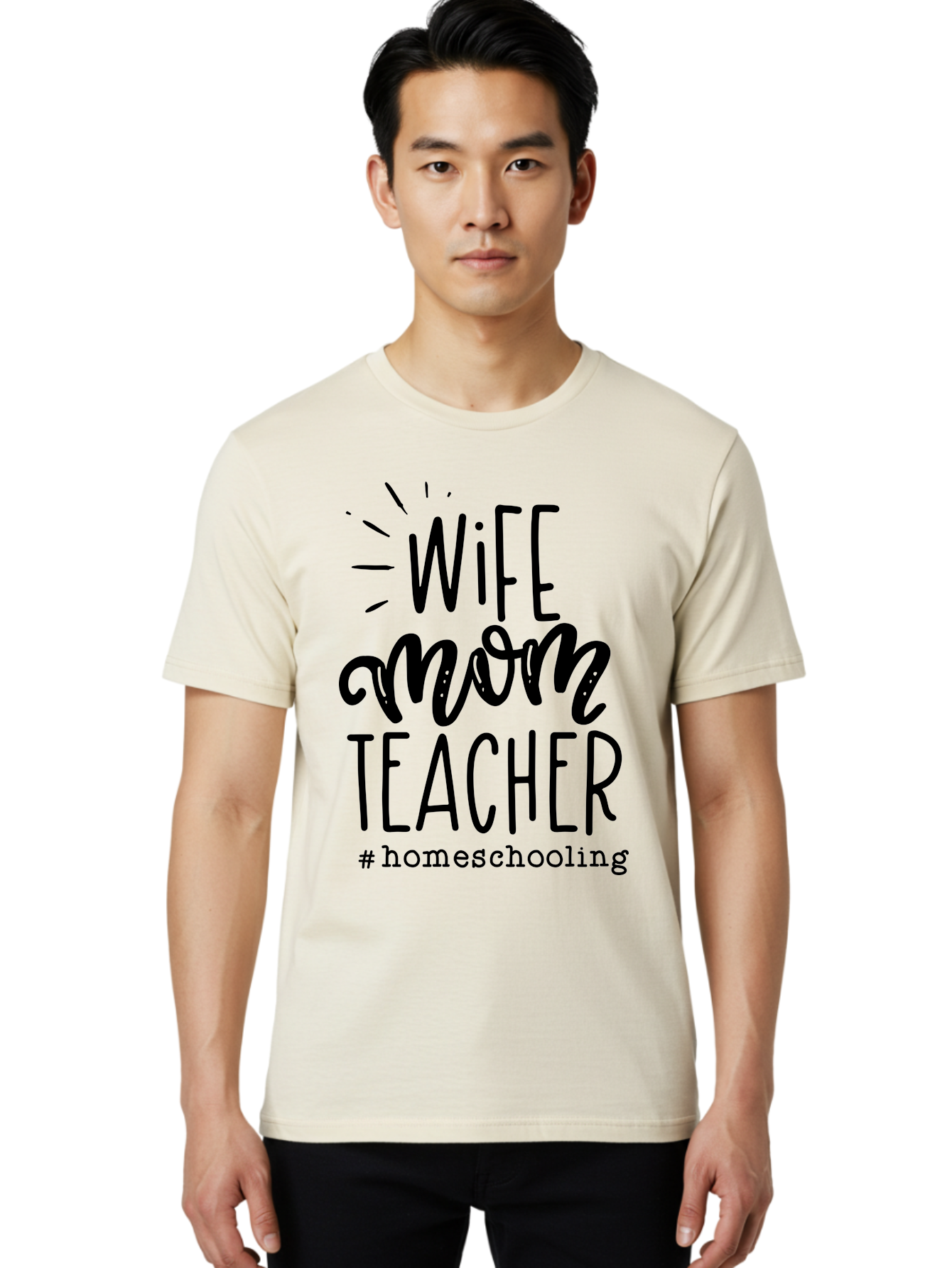Wife-Mom-Teacher-Homeschooling-1 Men'S Graphic Tee, 100% Cotton, Comfortable Casual Summer Wear, Machine Washable, Homeschooling Mom, Wife And Teacher, Mom Life, Teacher Life, Homeschooling Quotes, Inspirational Quotes, Mom Quotes, Aab456 16