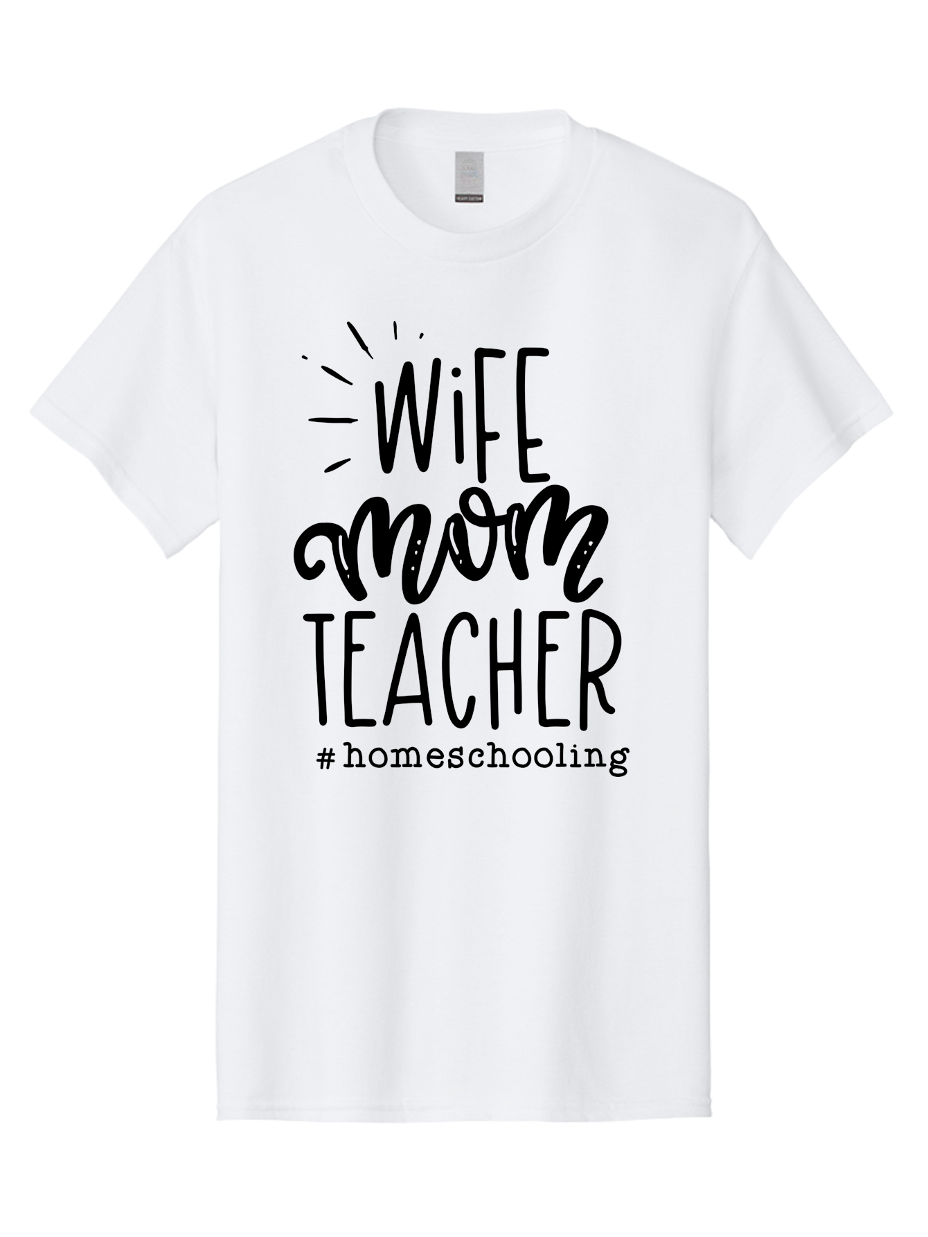 Wife-Mom-Teacher-Homeschooling-1 Men'S Graphic Tee, 100% Cotton, Comfortable Casual Summer Wear, Machine Washable, Homeschooling Mom, Wife And Teacher, Mom Life, Teacher Life, Homeschooling Quotes, Inspirational Quotes, Mom Quotes, Aab456 7