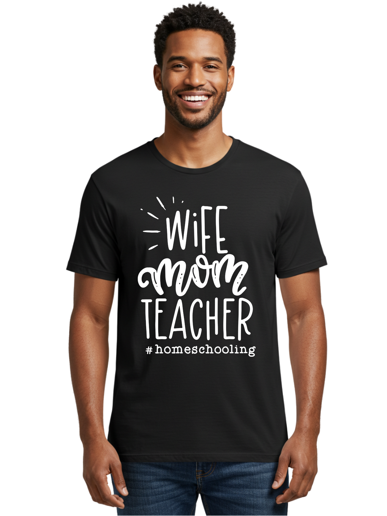 Wife-Mom-Teacher-Homeschooling Men'S Graphic Tee, 100% Cotton, Comfortable Casual Summer Wear, Machine Washable, Homeschooling Mom, Wife And Mother, Teacher Inspiration, Homeschooling Lifestyle, Parenting Goals, Mom Life, Teacher Life Aab457 20