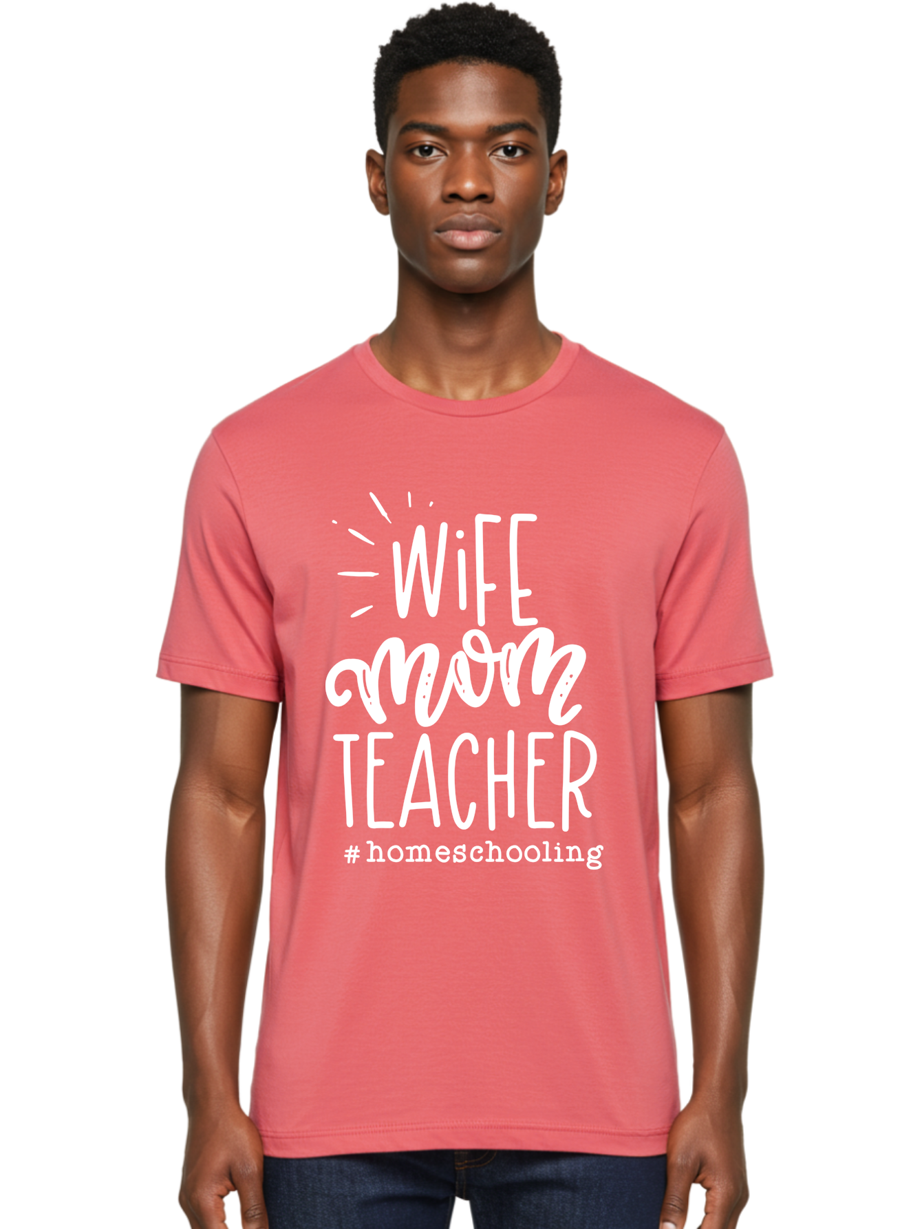 Wife-Mom-Teacher-Homeschooling Men'S Graphic Tee, 100% Cotton, Comfortable Casual Summer Wear, Machine Washable, Homeschooling Mom, Wife And Mother, Teacher Inspiration, Homeschooling Lifestyle, Parenting Goals, Mom Life, Teacher Life Aab457 22