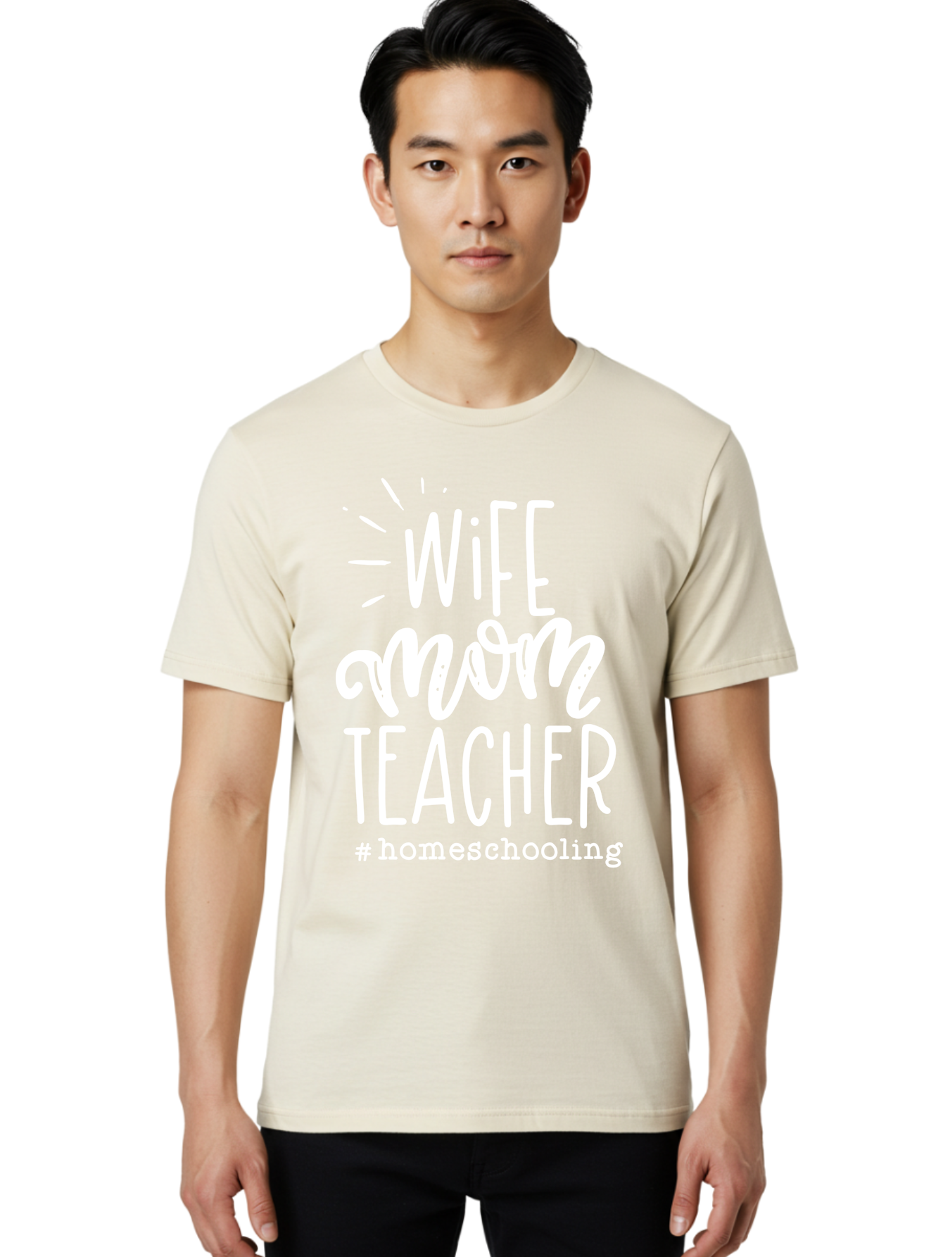 Wife-Mom-Teacher-Homeschooling Men'S Graphic Tee, 100% Cotton, Comfortable Casual Summer Wear, Machine Washable, Homeschooling Mom, Wife And Mother, Teacher Inspiration, Homeschooling Lifestyle, Parenting Goals, Mom Life, Teacher Life Aab457 6
