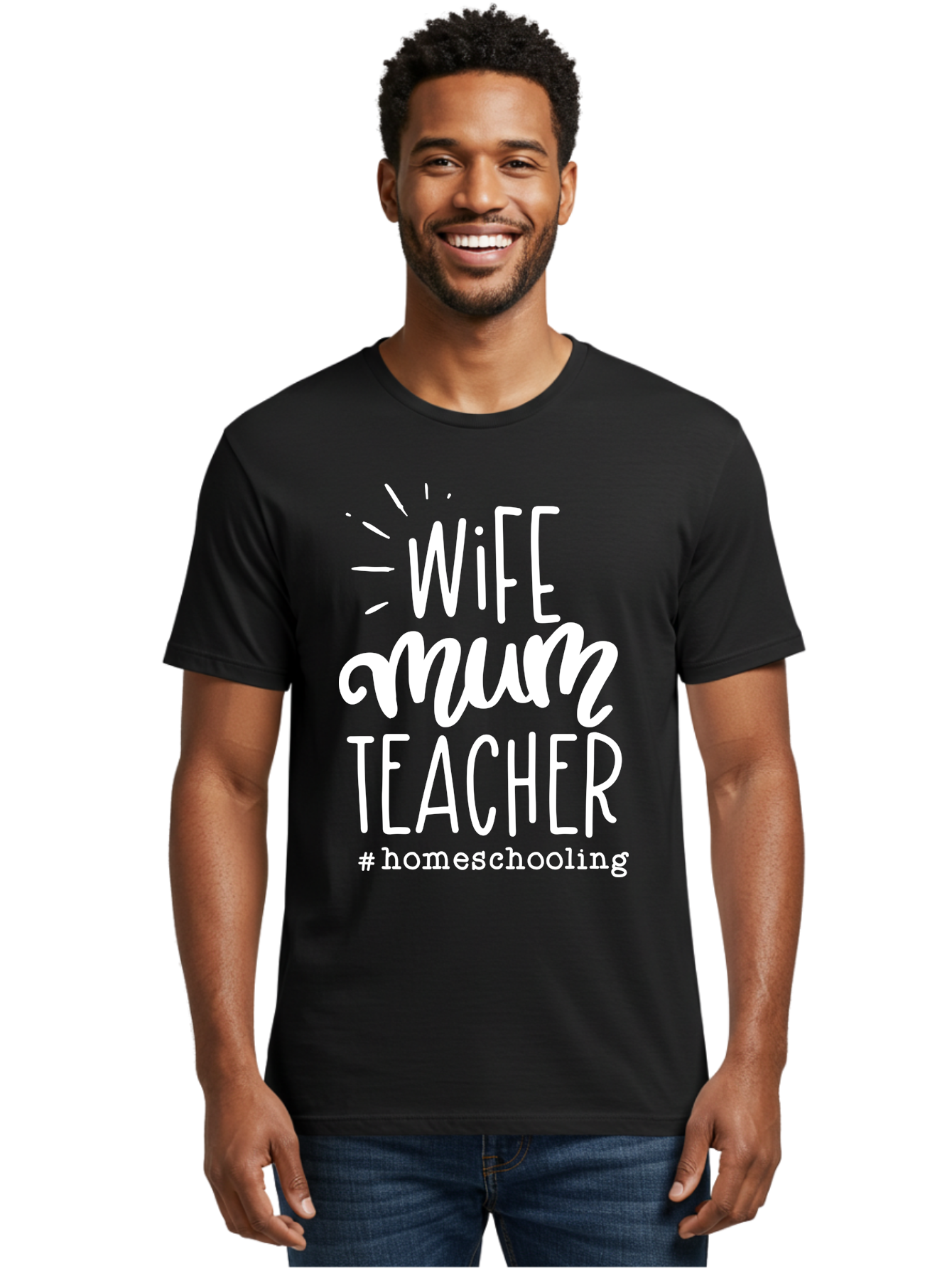 Wife-Mum-Teacher-Homeschooling Men'S Graphic Tee, 100% Cotton, Comfortable Casual Summer Wear, Machine Washable, Wife, Mum, Teacher, Homeschooling, Family Roles, Teaching At Home, Modern Parenting, Family Values Aab458 18