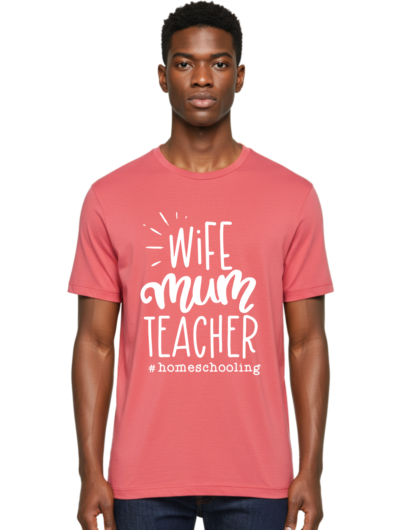 Wife-Mum-Teacher-Homeschooling Men'S Graphic Tee, 100% Cotton, Comfortable Casual Summer Wear, Machine Washable, Wife, Mum, Teacher, Homeschooling, Family Roles, Teaching At Home, Modern Parenting, Family Values Aab458 14