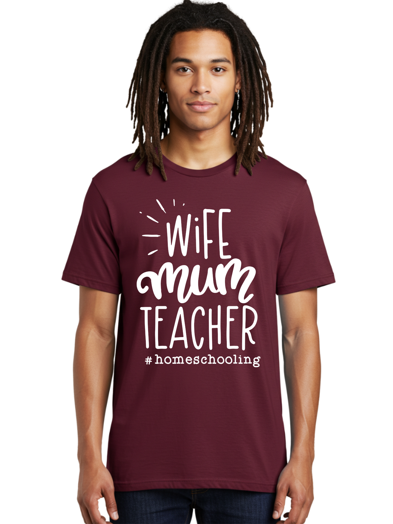 Wife-Mum-Teacher-Homeschooling Men'S Graphic Tee, 100% Cotton, Comfortable Casual Summer Wear, Machine Washable, Wife, Mum, Teacher, Homeschooling, Family Roles, Teaching At Home, Modern Parenting, Family Values Aab458 22