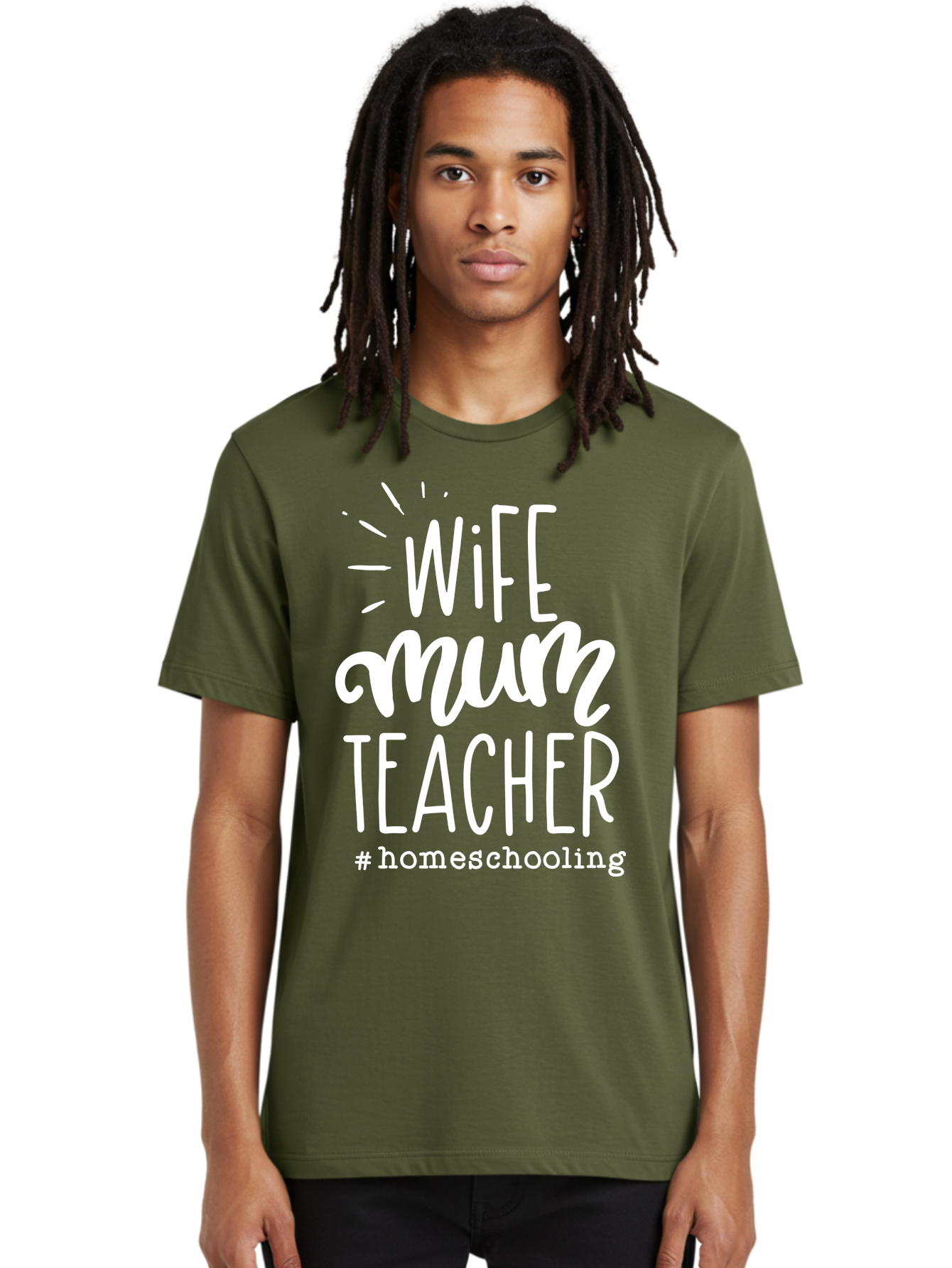 Wife-Mum-Teacher-Homeschooling Men'S Graphic Tee, 100% Cotton, Comfortable Casual Summer Wear, Machine Washable, Wife, Mum, Teacher, Homeschooling, Family Roles, Teaching At Home, Modern Parenting, Family Values Aab458 20