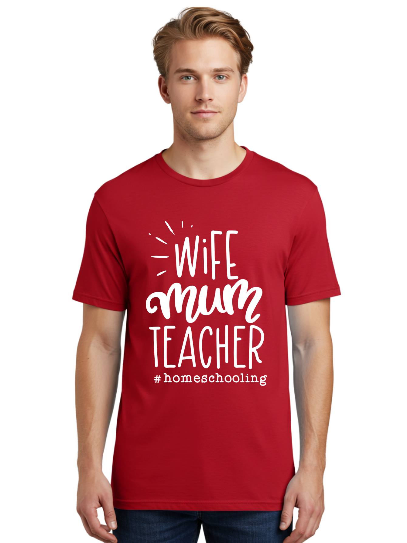 Wife-Mum-Teacher-Homeschooling Men'S Graphic Tee, 100% Cotton, Comfortable Casual Summer Wear, Machine Washable, Wife, Mum, Teacher, Homeschooling, Family Roles, Teaching At Home, Modern Parenting, Family Values Aab458 30
