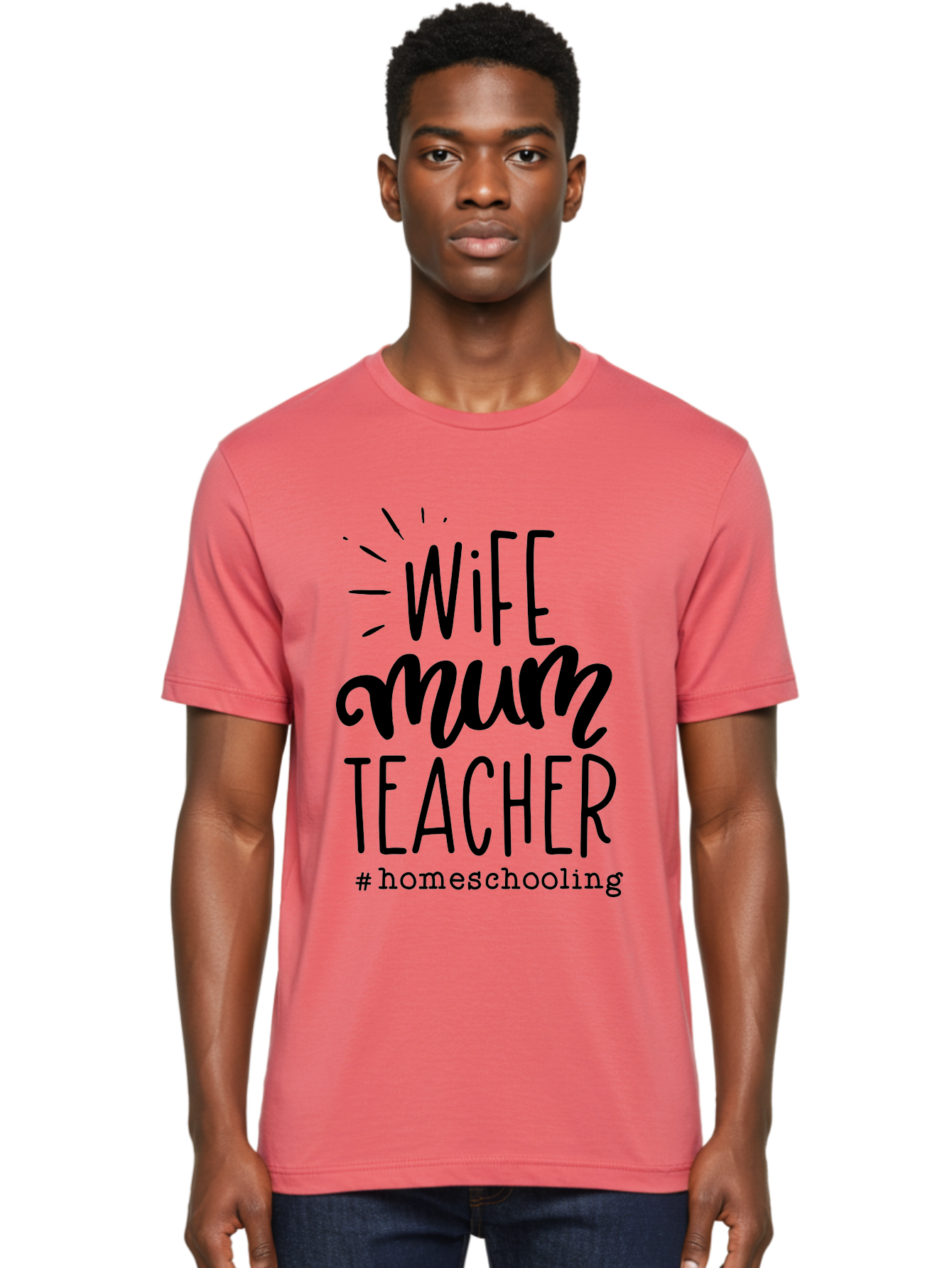 Wife-Mum-Teacher Men'S Graphic Tee, 100% Cotton, Comfortable Casual Summer Wear, Machine Washable, Homeschooling Mom, Wife And Teacher, Modern Family, Home Education, Parenting Roles, Inspirational Quote, Homeschooling Lifestyle Aab459 4
