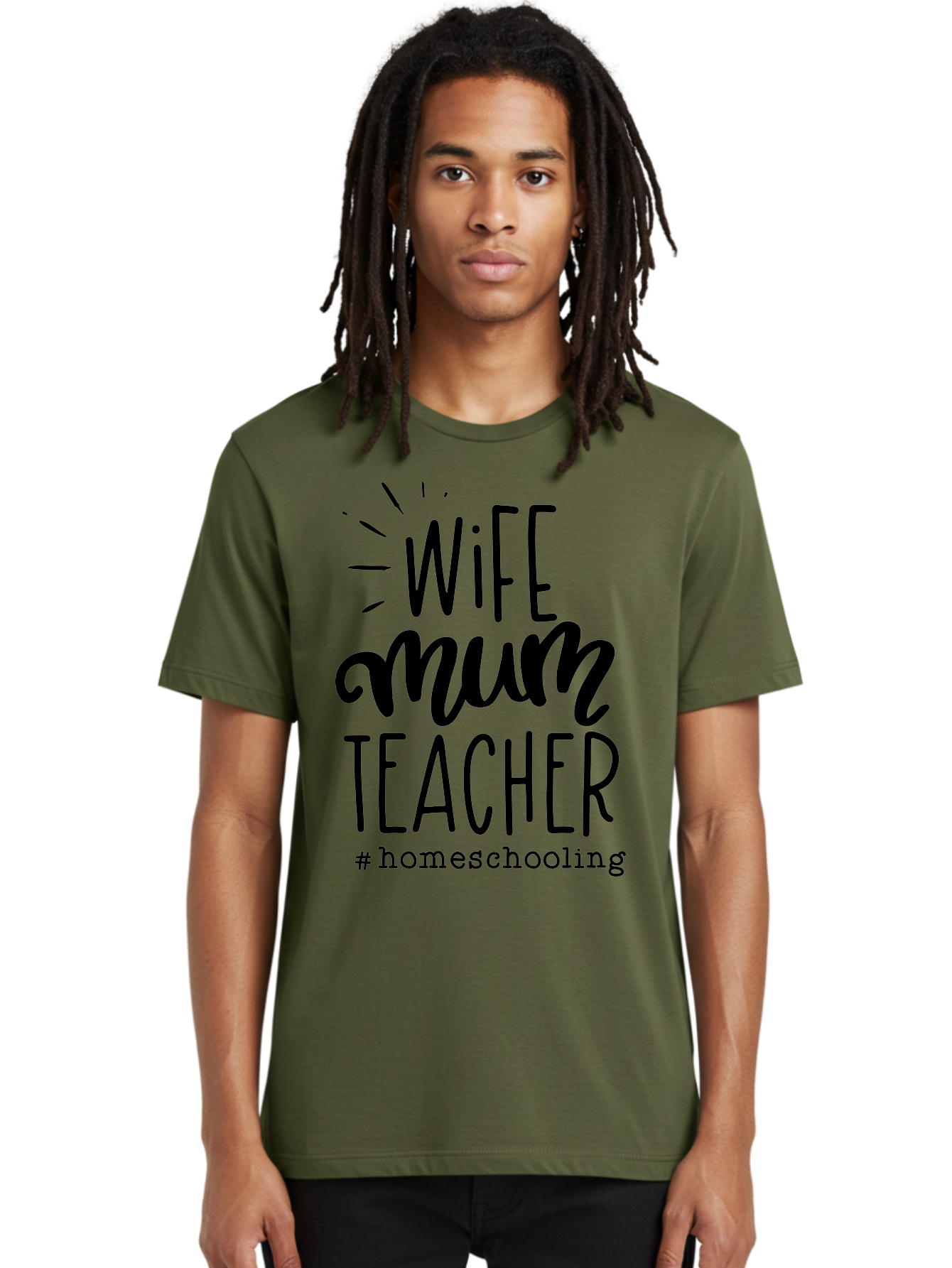 Wife-Mum-Teacher Men'S Graphic Tee, 100% Cotton, Comfortable Casual Summer Wear, Machine Washable, Homeschooling Mom, Wife And Teacher, Modern Family, Home Education, Parenting Roles, Inspirational Quote, Homeschooling Lifestyle Aab459 12