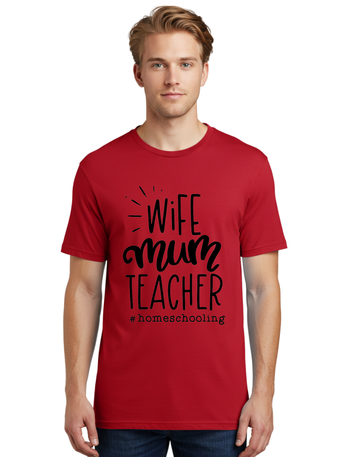 Wife-Mum-Teacher Men'S Graphic Tee, 100% Cotton, Comfortable Casual Summer Wear, Machine Washable, Homeschooling Mom, Wife And Teacher, Modern Family, Home Education, Parenting Roles, Inspirational Quote, Homeschooling Lifestyle Aab459 16