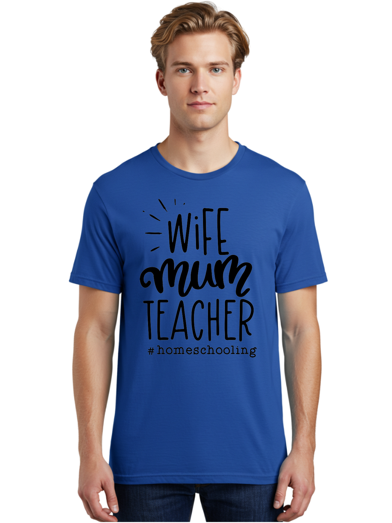 Wife-Mum-Teacher Men'S Graphic Tee, 100% Cotton, Comfortable Casual Summer Wear, Machine Washable, Homeschooling Mom, Wife And Teacher, Modern Family, Home Education, Parenting Roles, Inspirational Quote, Homeschooling Lifestyle Aab459 28