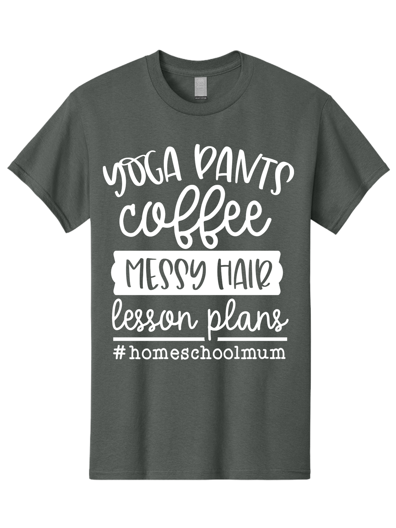 Yoga-Pants-Coffee-Messy-Hair-Lesson-Plans Men'S Graphic Tee, 100% Cotton, Comfortable Casual Summer Wear, Machine Washable, Homeschooling Mom, Yoga Pants, Messy Bun, Coffee Break, Lesson Plans, Mom Life, Homeschooling Lifestyle, Aab460 11