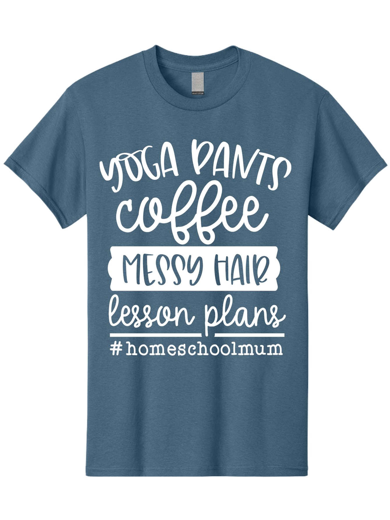 Yoga-Pants-Coffee-Messy-Hair-Lesson-Plans Men'S Graphic Tee, 100% Cotton, Comfortable Casual Summer Wear, Machine Washable, Homeschooling Mom, Yoga Pants, Messy Bun, Coffee Break, Lesson Plans, Mom Life, Homeschooling Lifestyle, Aab460 3