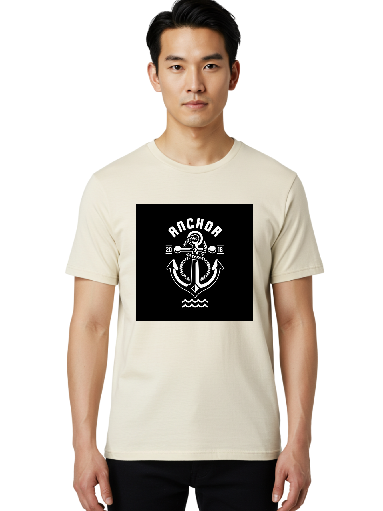 Anchor-2016 Men'S Graphic Tee, 100% Cotton, Comfortable Casual Summer Wear, Machine Washable, Anchor Logo, Nautical Design, Vintage Style, Maritime Symbol, Rope Detail, Anchor Emblem, Sailing Theme, Retro Aesthetic, Sea Waves Aab461 14