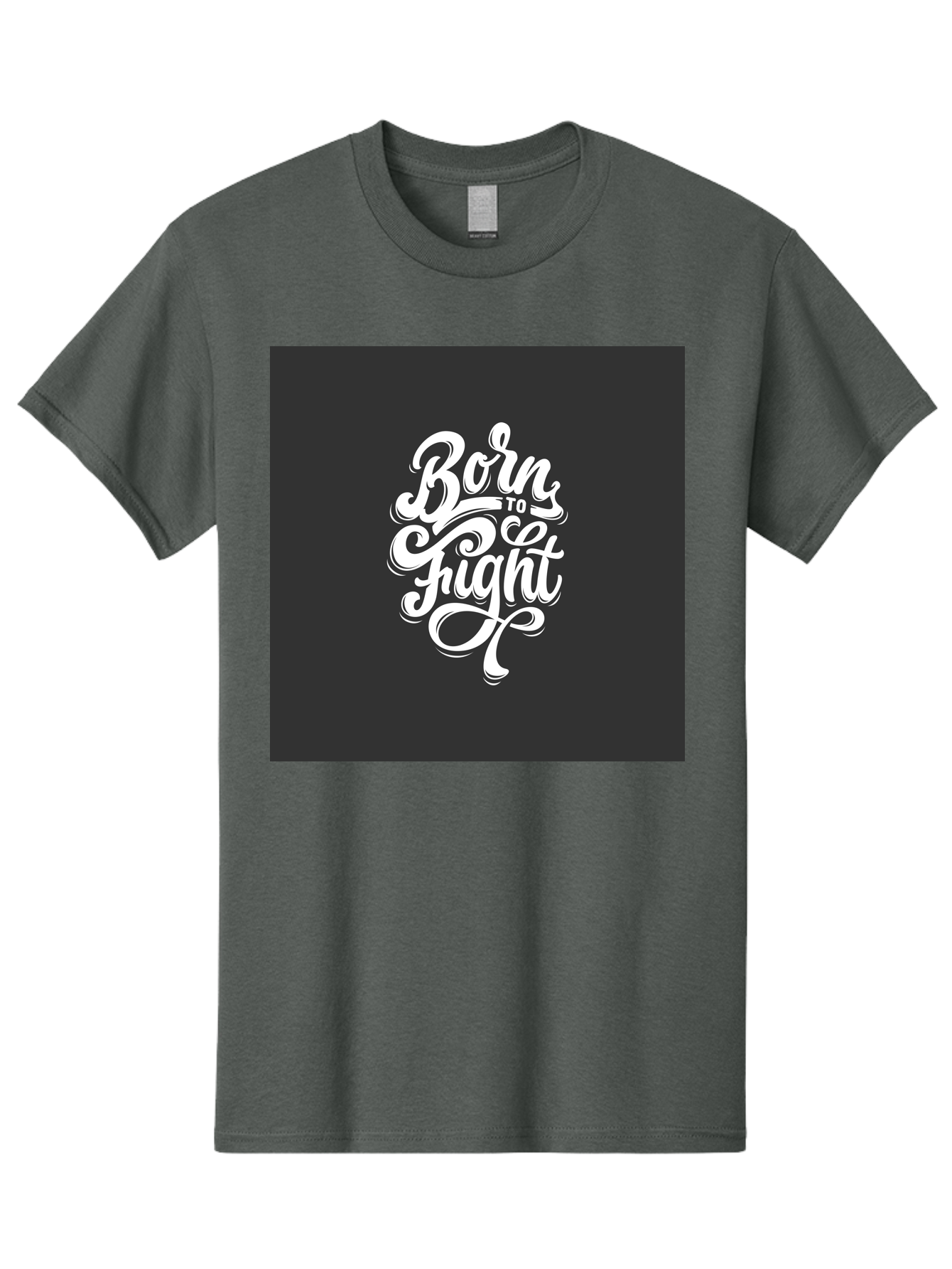 Born-To-Fight Men'S Graphic Tee, 100% Cotton, Comfortable Casual Summer Wear, Machine Washable, Motivational Quote, Inspirational Phrase, Bold Typography, White Lettering, Dark Background, Stylized Font, Fighting Spirit, Motivational Words Aab462 3