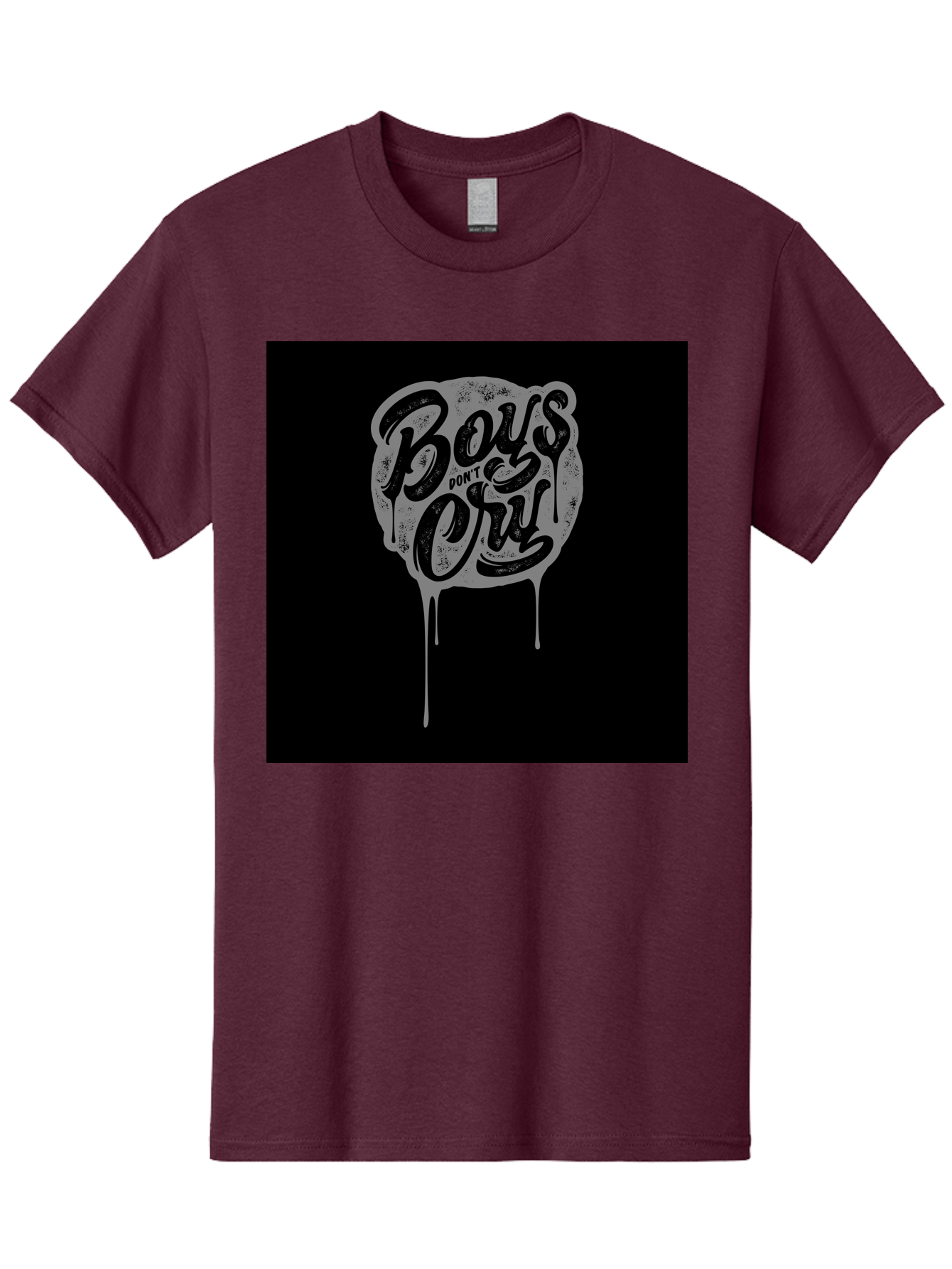 Boys-Don-T-Cry Men'S Graphic Tee, 100% Cotton, Comfortable Casual Summer Wear, Machine Washable, Boys Don'T Cry, Emotional Strength, Bold Typography, Grey Paint Drips, Black Background, Graphic Design, Urban Style, Rock Music, Typographic Art, Aab463 13