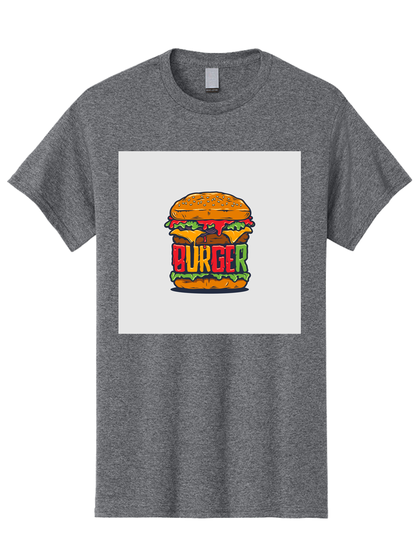Burger Men'S Graphic Tee, 100% Cotton, Comfortable Casual Summer Wear, Machine Washable, Cartoon Burger, Juicy Patty, Melted Cheese, Fresh Lettuce, Ketchup Dripping, Sesame Seed Bun, Colorful Illustration, Fast Food, Burger Joint, Tasty Meal, Aab464 9