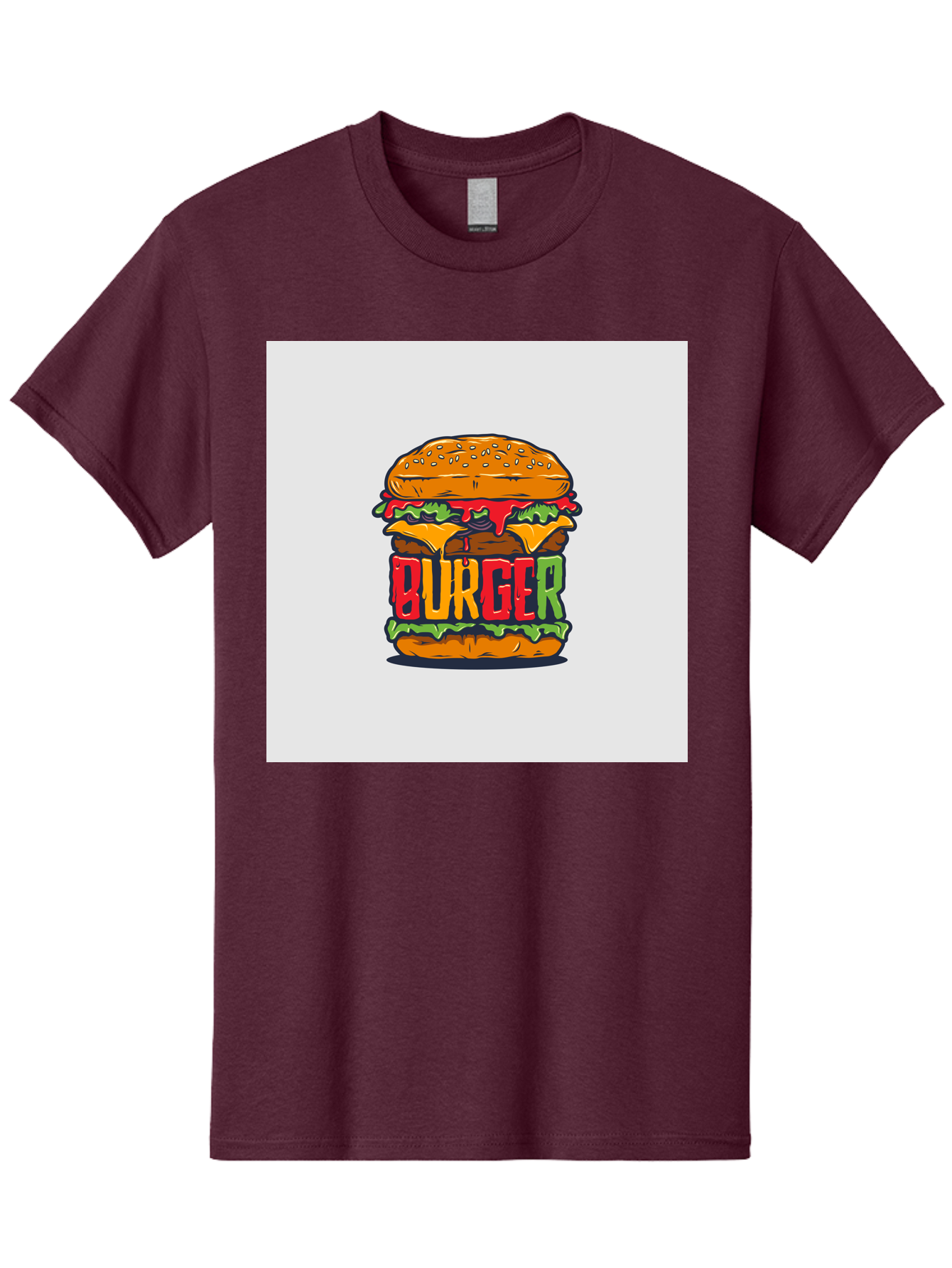 Burger Men'S Graphic Tee, 100% Cotton, Comfortable Casual Summer Wear, Machine Washable, Cartoon Burger, Juicy Patty, Melted Cheese, Fresh Lettuce, Ketchup Dripping, Sesame Seed Bun, Colorful Illustration, Fast Food, Burger Joint, Tasty Meal, Aab464 13