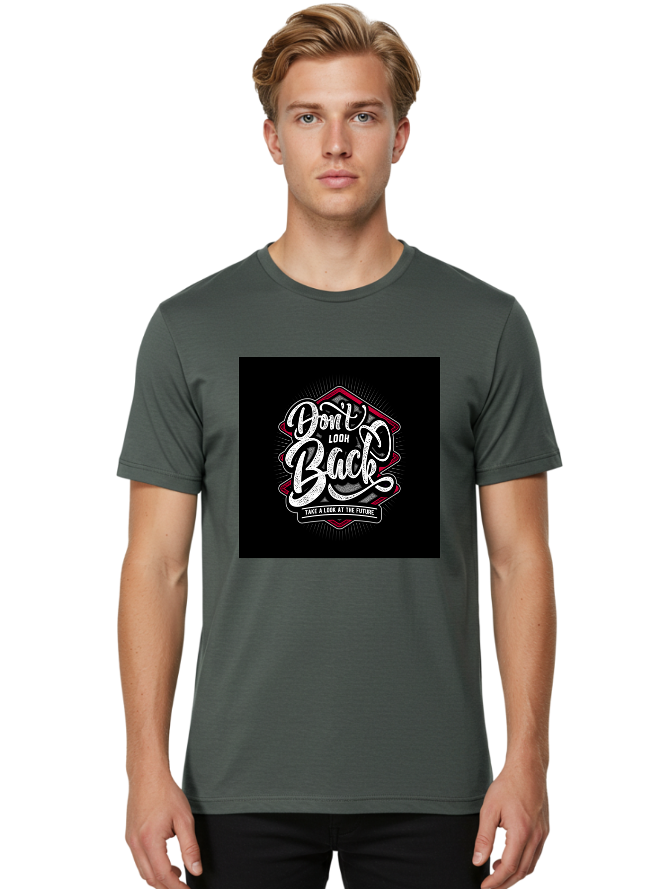 Don-T-Look-Back Men'S Graphic Tee, 100% Cotton, Comfortable Casual Summer Wear, Machine Washable, Motivational Quote, Inspirational Saying, Don'T Look Back, Take A Look At The Future, Motivational Poster, Typography Art, Bold Font, Aab465 4