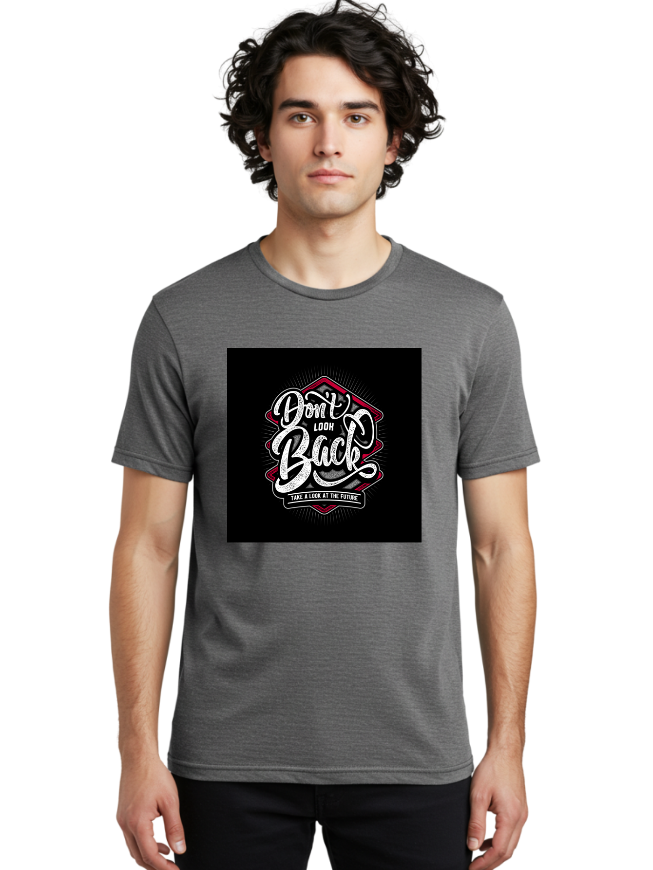 Don-T-Look-Back Men'S Graphic Tee, 100% Cotton, Comfortable Casual Summer Wear, Machine Washable, Motivational Quote, Inspirational Saying, Don'T Look Back, Take A Look At The Future, Motivational Poster, Typography Art, Bold Font, Aab465 10