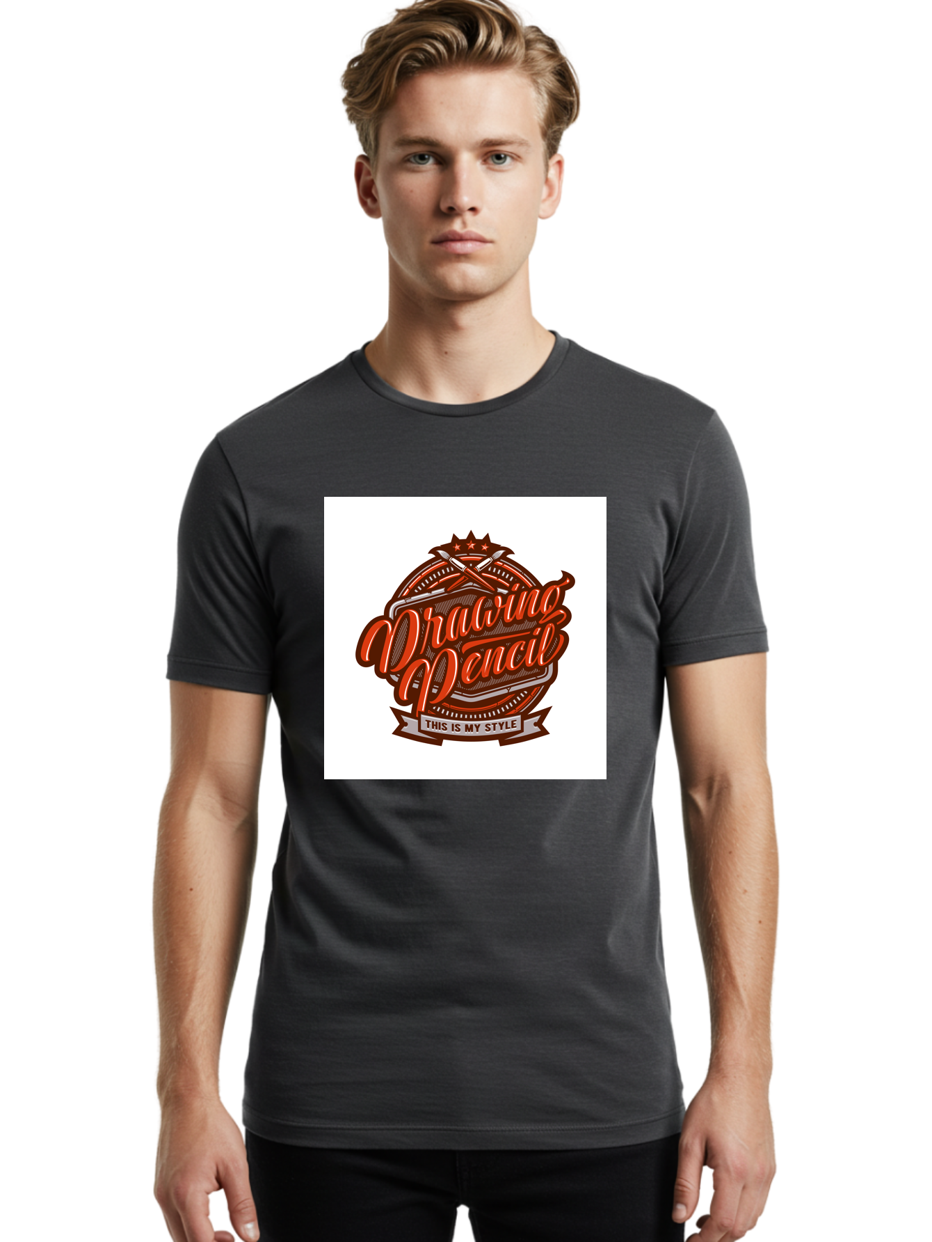 Drawing-Pencil Men'S Graphic Tee, 100% Cotton, Comfortable Casual Summer Wear, Machine Washable, Artistic Expression, Drawing Tools, Creative Style, Vintage Graphics, Artistic Pencils, Illustration Design, Sketching Supplies, Drawing Pencil, Aab466 2