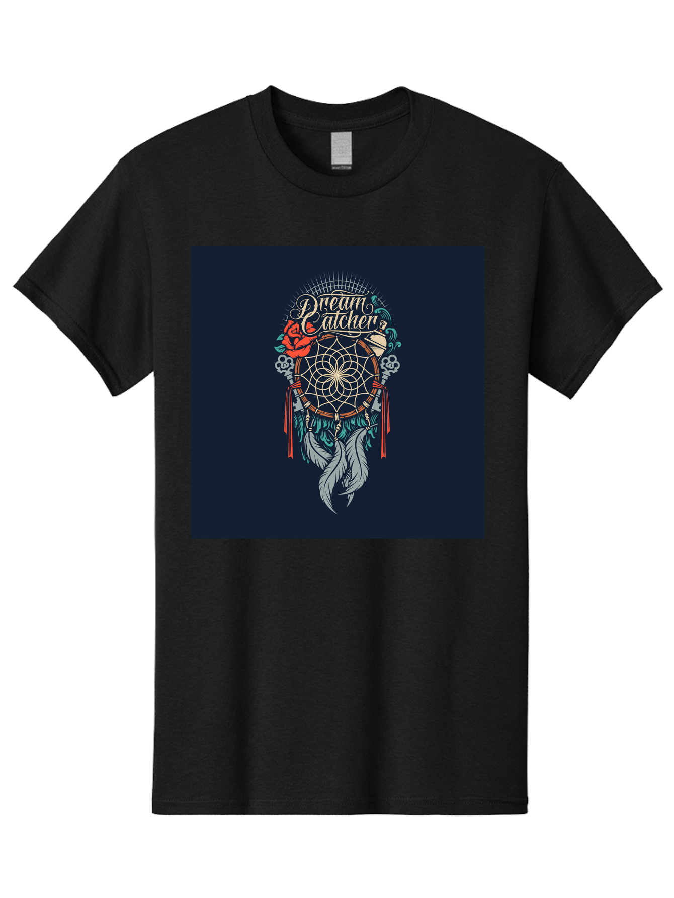 Dream-Catcher Men'S Graphic Tee, 100% Cotton, Comfortable Casual Summer Wear, Machine Washable, Dream Catcher, Bohemian Decor, Feather Design, Mystical Art, Spiritual Symbolism, Tribal Tattoo, Mystical Vibes, Dreamcatcher Art, Aab467 23