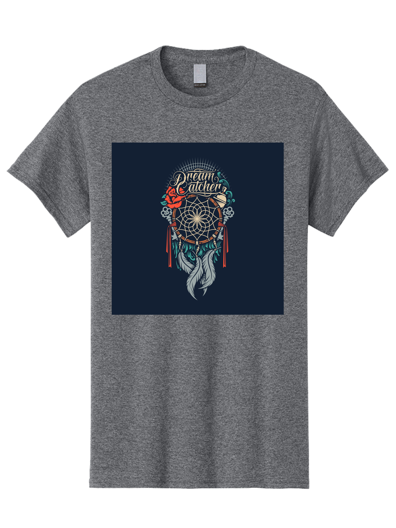 Dream-Catcher Men'S Graphic Tee, 100% Cotton, Comfortable Casual Summer Wear, Machine Washable, Dream Catcher, Bohemian Decor, Feather Design, Mystical Art, Spiritual Symbolism, Tribal Tattoo, Mystical Vibes, Dreamcatcher Art, Aab467 11