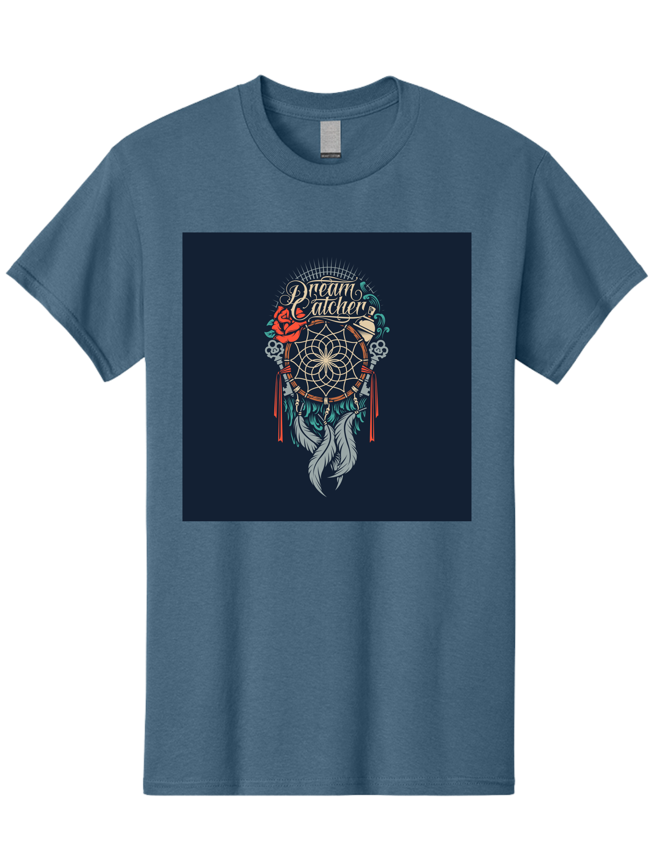 Dream-Catcher Men'S Graphic Tee, 100% Cotton, Comfortable Casual Summer Wear, Machine Washable, Dream Catcher, Bohemian Decor, Feather Design, Mystical Art, Spiritual Symbolism, Tribal Tattoo, Mystical Vibes, Dreamcatcher Art, Aab467 9