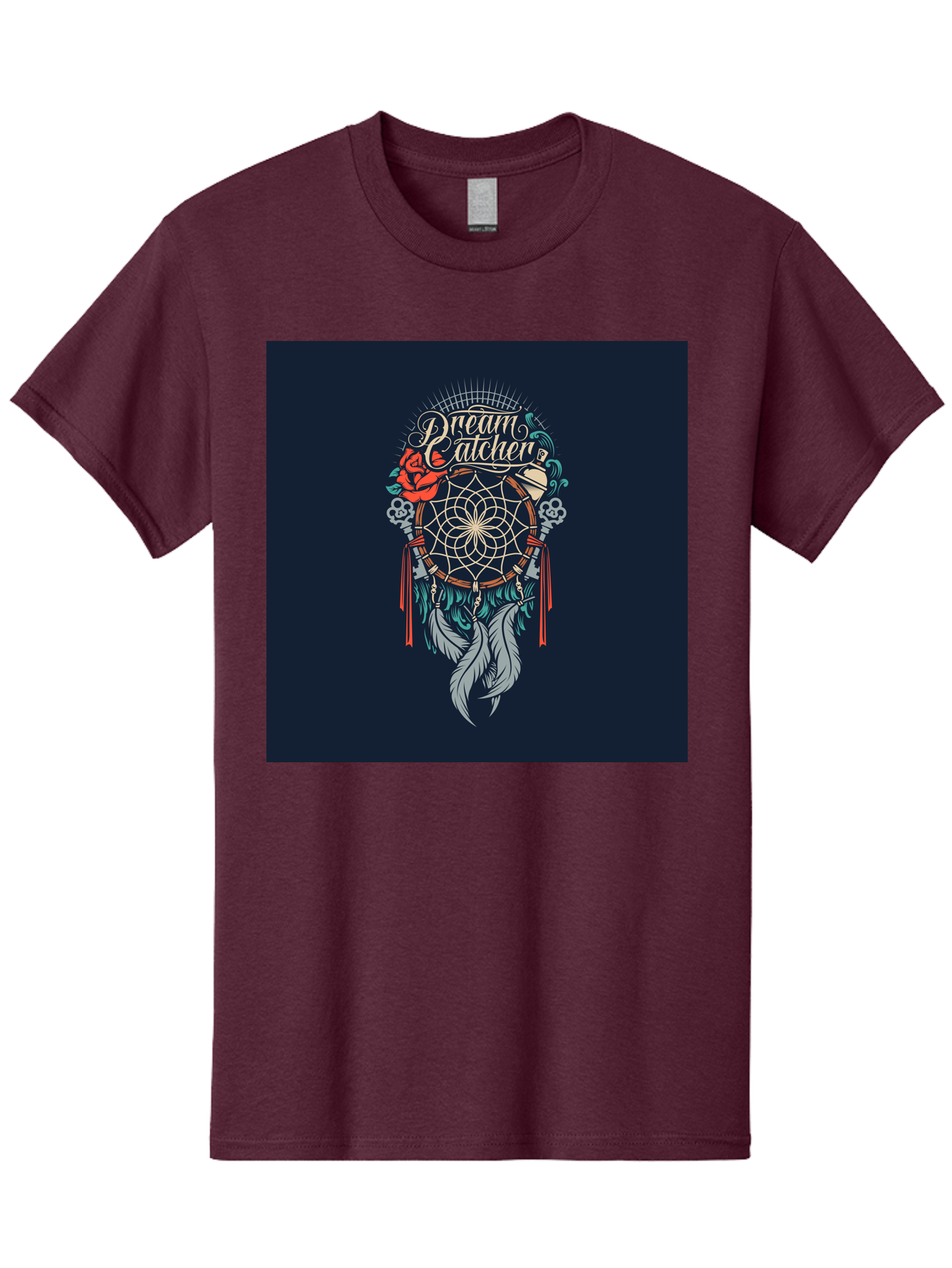 Dream-Catcher Men'S Graphic Tee, 100% Cotton, Comfortable Casual Summer Wear, Machine Washable, Dream Catcher, Bohemian Decor, Feather Design, Mystical Art, Spiritual Symbolism, Tribal Tattoo, Mystical Vibes, Dreamcatcher Art, Aab467 17
