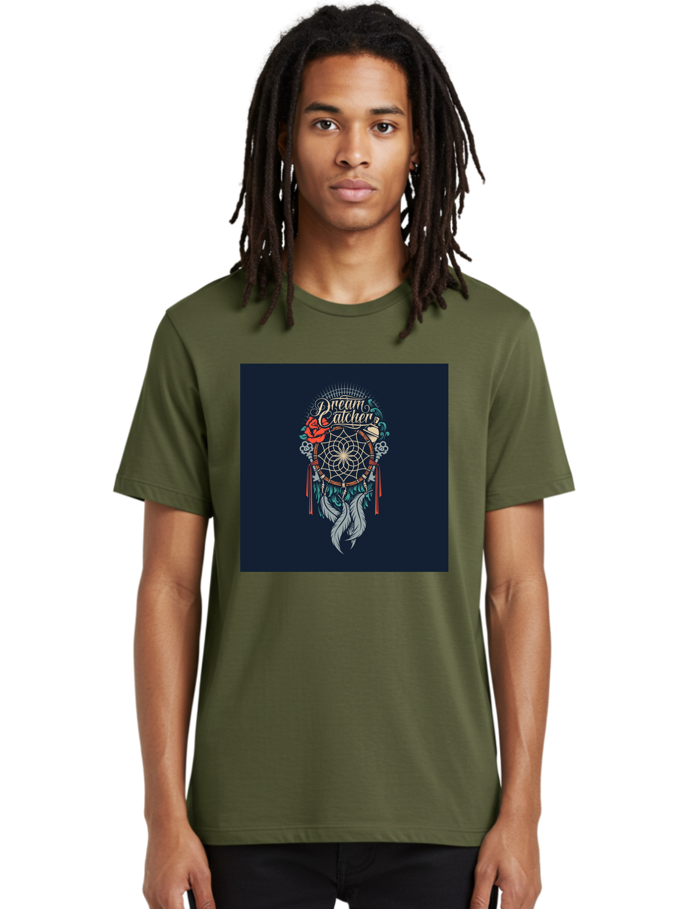 Dream-Catcher Men'S Graphic Tee, 100% Cotton, Comfortable Casual Summer Wear, Machine Washable, Dream Catcher, Bohemian Decor, Feather Design, Mystical Art, Spiritual Symbolism, Tribal Tattoo, Mystical Vibes, Dreamcatcher Art, Aab467 14