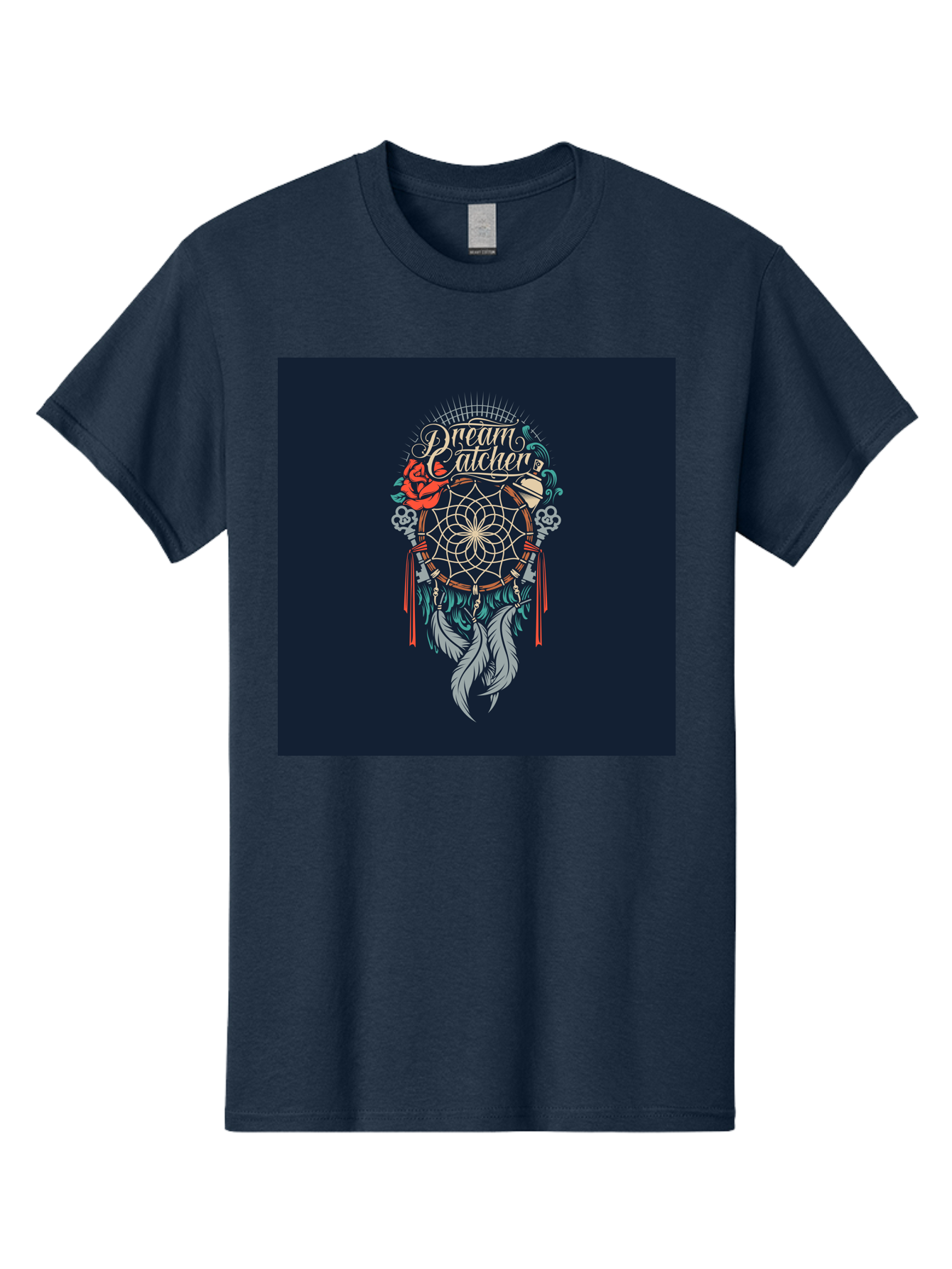 Dream-Catcher Men'S Graphic Tee, 100% Cotton, Comfortable Casual Summer Wear, Machine Washable, Dream Catcher, Bohemian Decor, Feather Design, Mystical Art, Spiritual Symbolism, Tribal Tattoo, Mystical Vibes, Dreamcatcher Art, Aab467 19