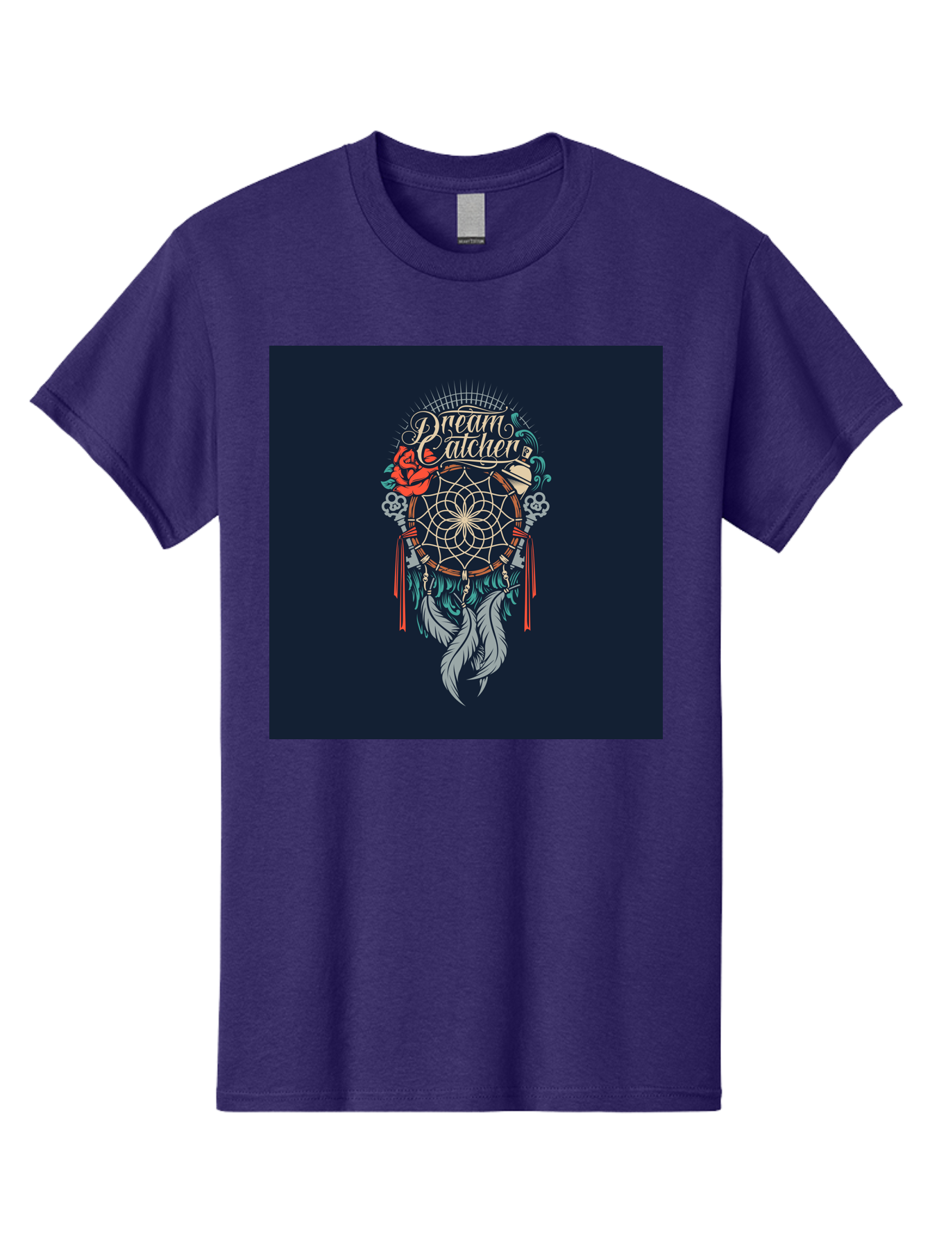 Dream-Catcher Men'S Graphic Tee, 100% Cotton, Comfortable Casual Summer Wear, Machine Washable, Dream Catcher, Bohemian Decor, Feather Design, Mystical Art, Spiritual Symbolism, Tribal Tattoo, Mystical Vibes, Dreamcatcher Art, Aab467 25