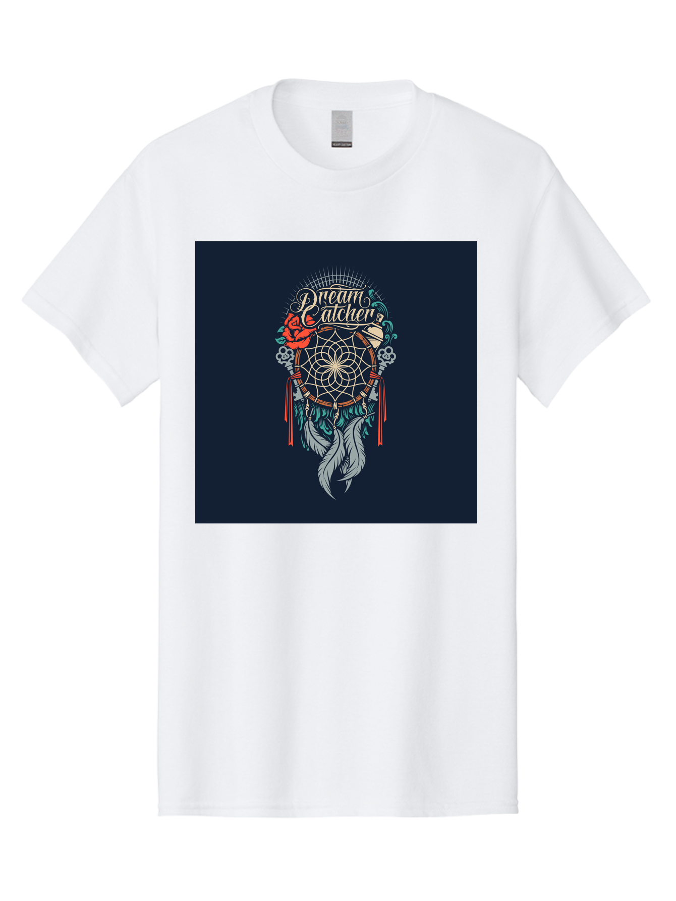Dream-Catcher Men'S Graphic Tee, 100% Cotton, Comfortable Casual Summer Wear, Machine Washable, Dream Catcher, Bohemian Decor, Feather Design, Mystical Art, Spiritual Symbolism, Tribal Tattoo, Mystical Vibes, Dreamcatcher Art, Aab467 21