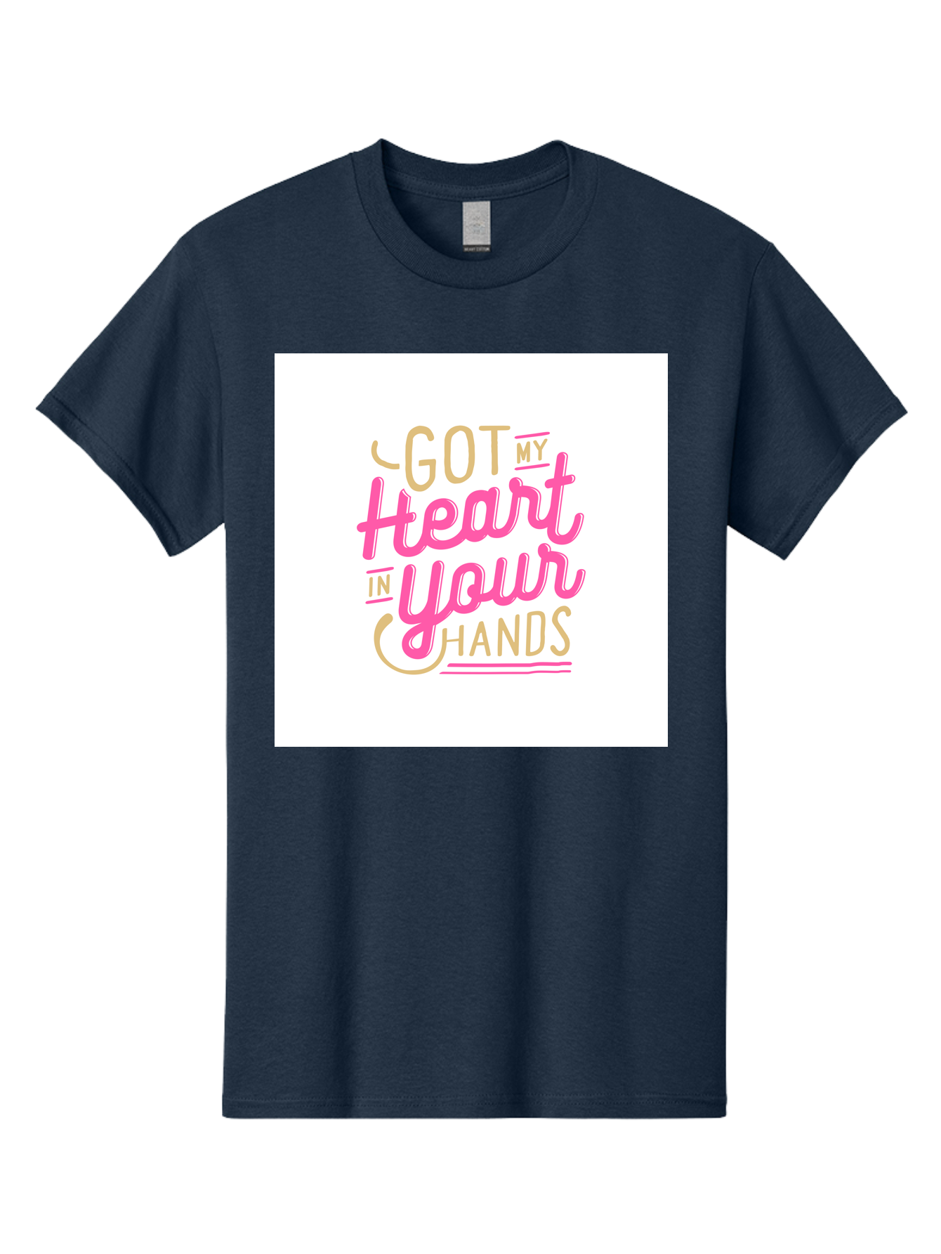 Got-My-Heart-In-Your-Hands Men'S Graphic Tee, 100% Cotton, Comfortable Casual Summer Wear, Machine Washable, Love Quote, Typography Art, Heartwarming Phrase, Gold And Pink Lettering, Inspirational Words, Romantic Gesture, Sweet Sentiment, Aab469 29