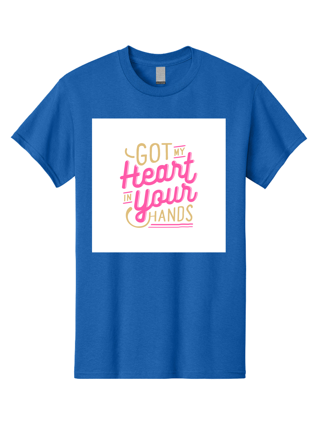 Got-My-Heart-In-Your-Hands Men'S Graphic Tee, 100% Cotton, Comfortable Casual Summer Wear, Machine Washable, Love Quote, Typography Art, Heartwarming Phrase, Gold And Pink Lettering, Inspirational Words, Romantic Gesture, Sweet Sentiment, Aab469 27