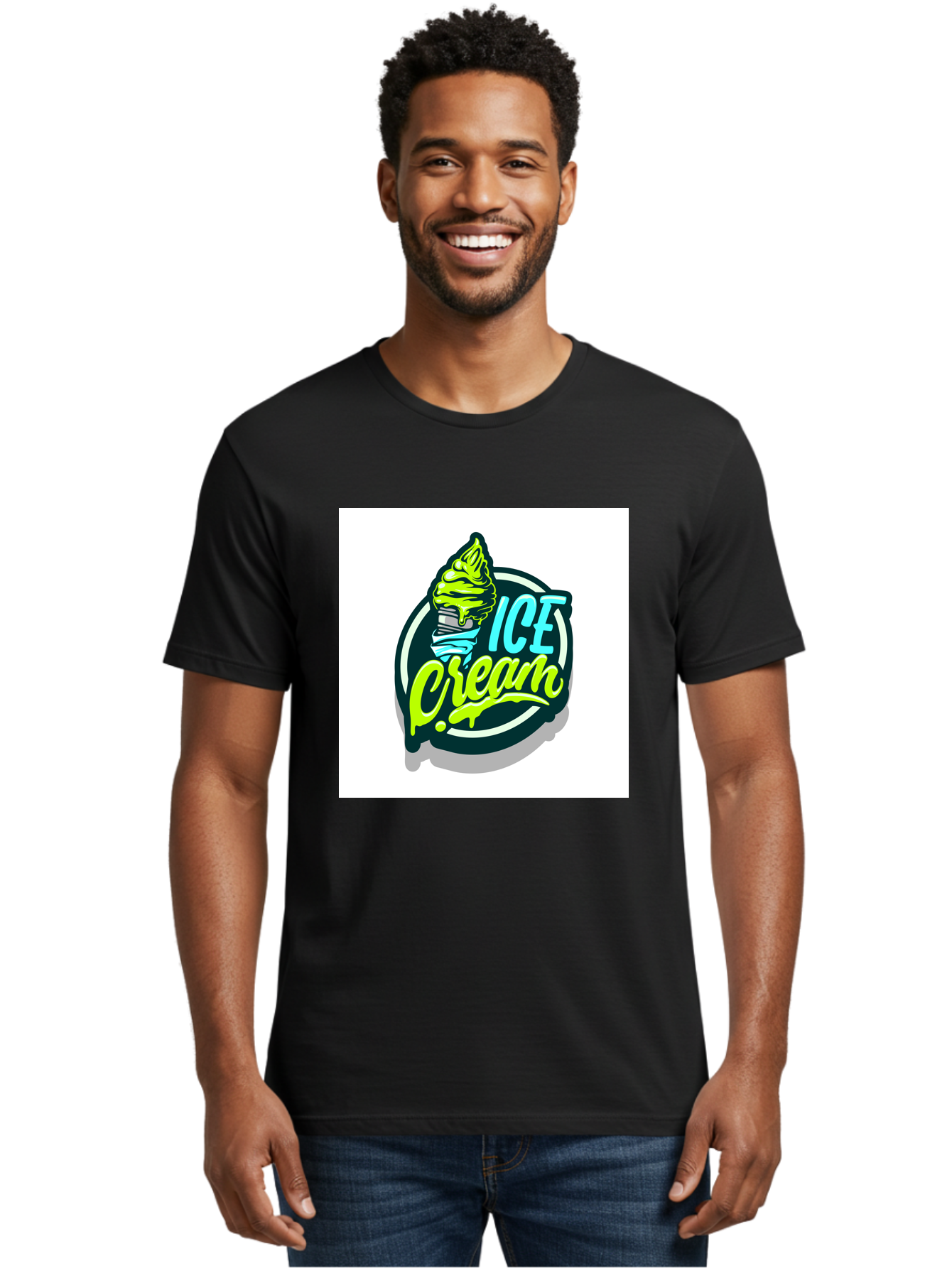 Ice-Cream Men'S Graphic Tee, 100% Cotton, Comfortable Casual Summer Wear, Machine Washable, Ice Cream Cone, Sweet Treats, Dessert Lovers, Frozen Yogurt, Creamy Texture, Colorful Graphics, Playful Design, Sweet Tooth, Indulgent Pleasures, Aab471 30